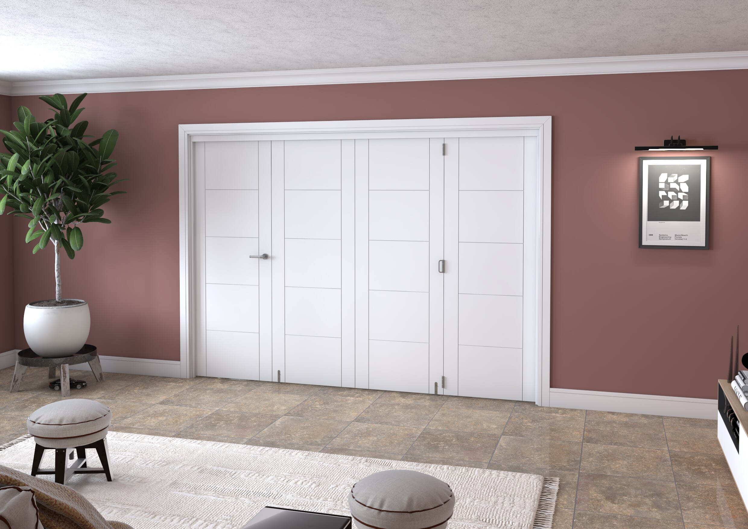 White Iseo 4 Door Roomfold Grande (3 + 1 x 711mm Doors)