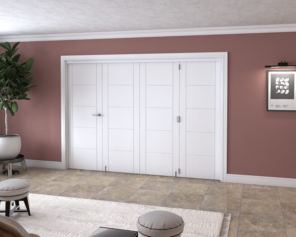 White Iseo 4 Door Roomfold Grande (3 + 1 x 711mm Doors)
