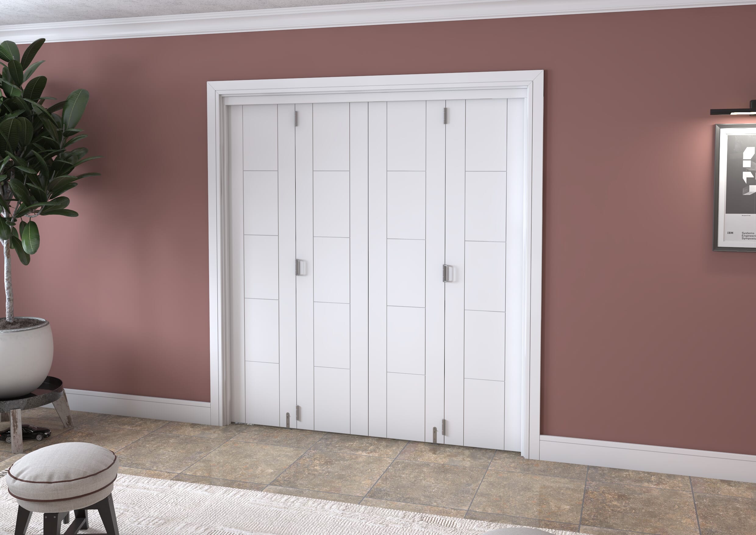 White Iseo 4 Door Roomfold Grande (4 + 0 x 457mm Doors)
