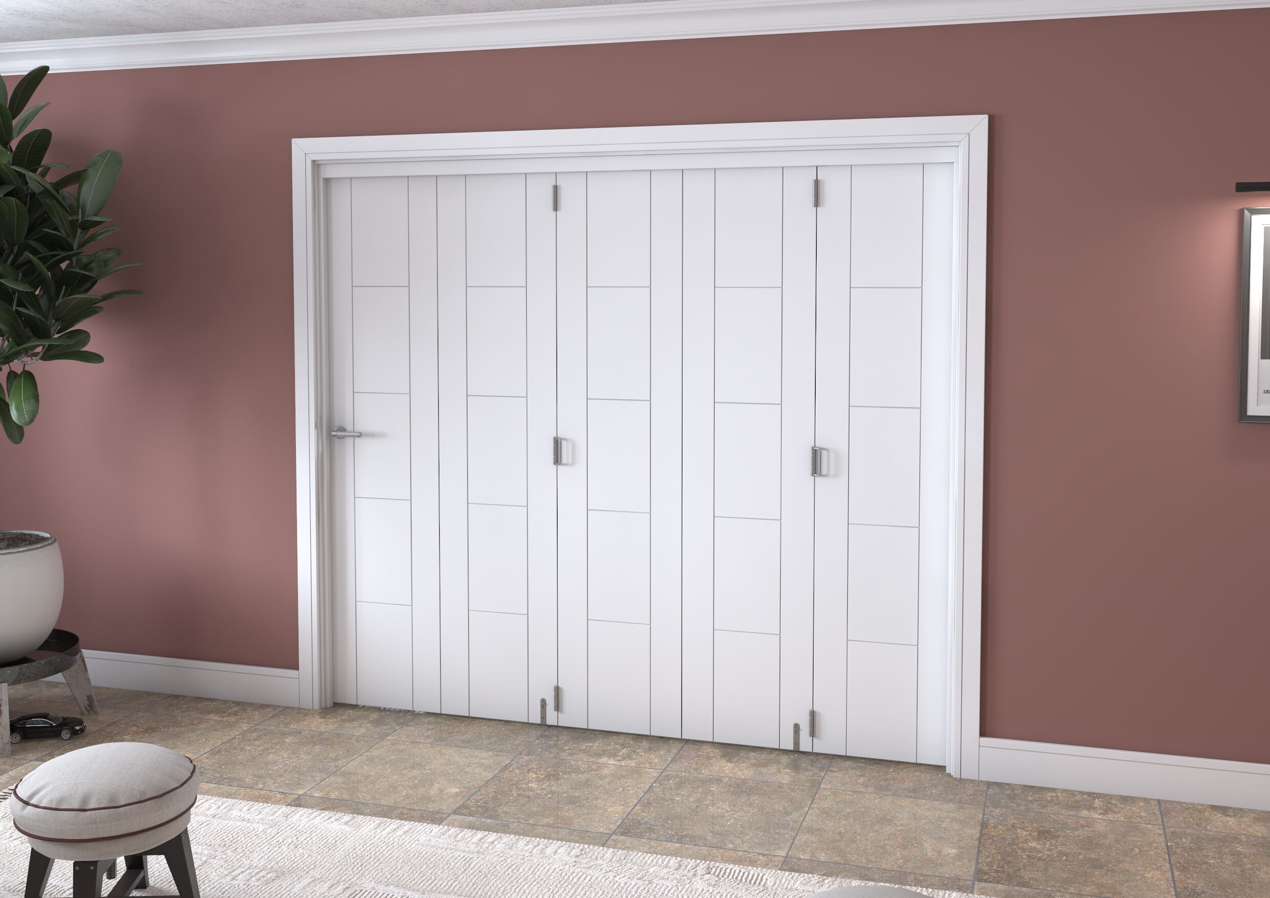 White Iseo 5 Door Roomfold Grande (5 + 0 x 457mm Doors)