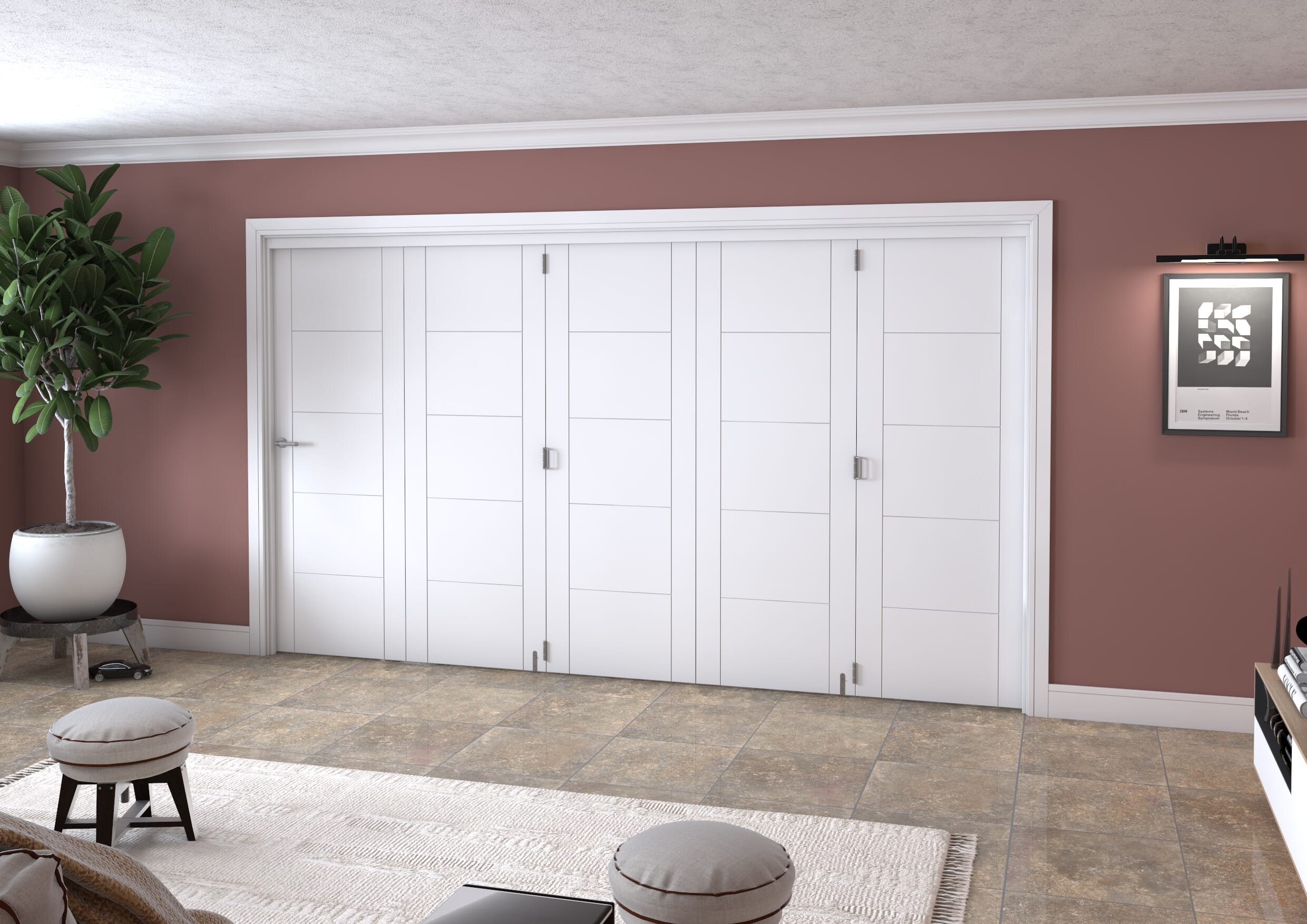 White Iseo 5 Door Roomfold Grande (5 + 0 x 711mm Doors)