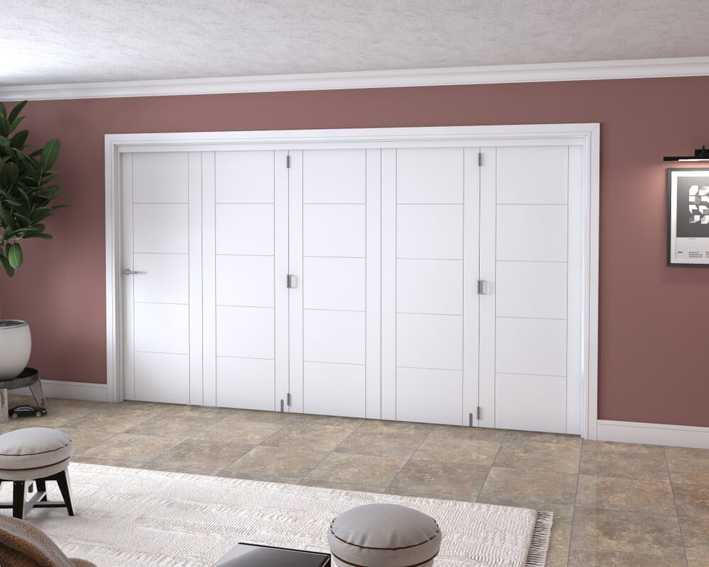 White Iseo 5 Door Roomfold Grande (5 + 0 x 711mm Doors)