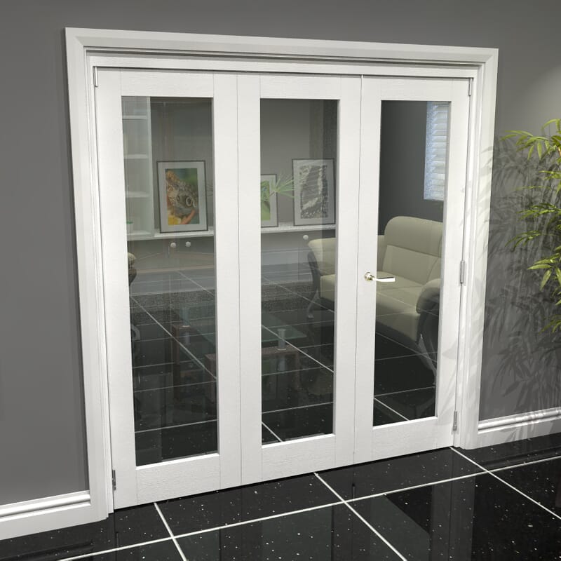 1928 x 2070 White Primed Internal Folding door system with Clear Glass