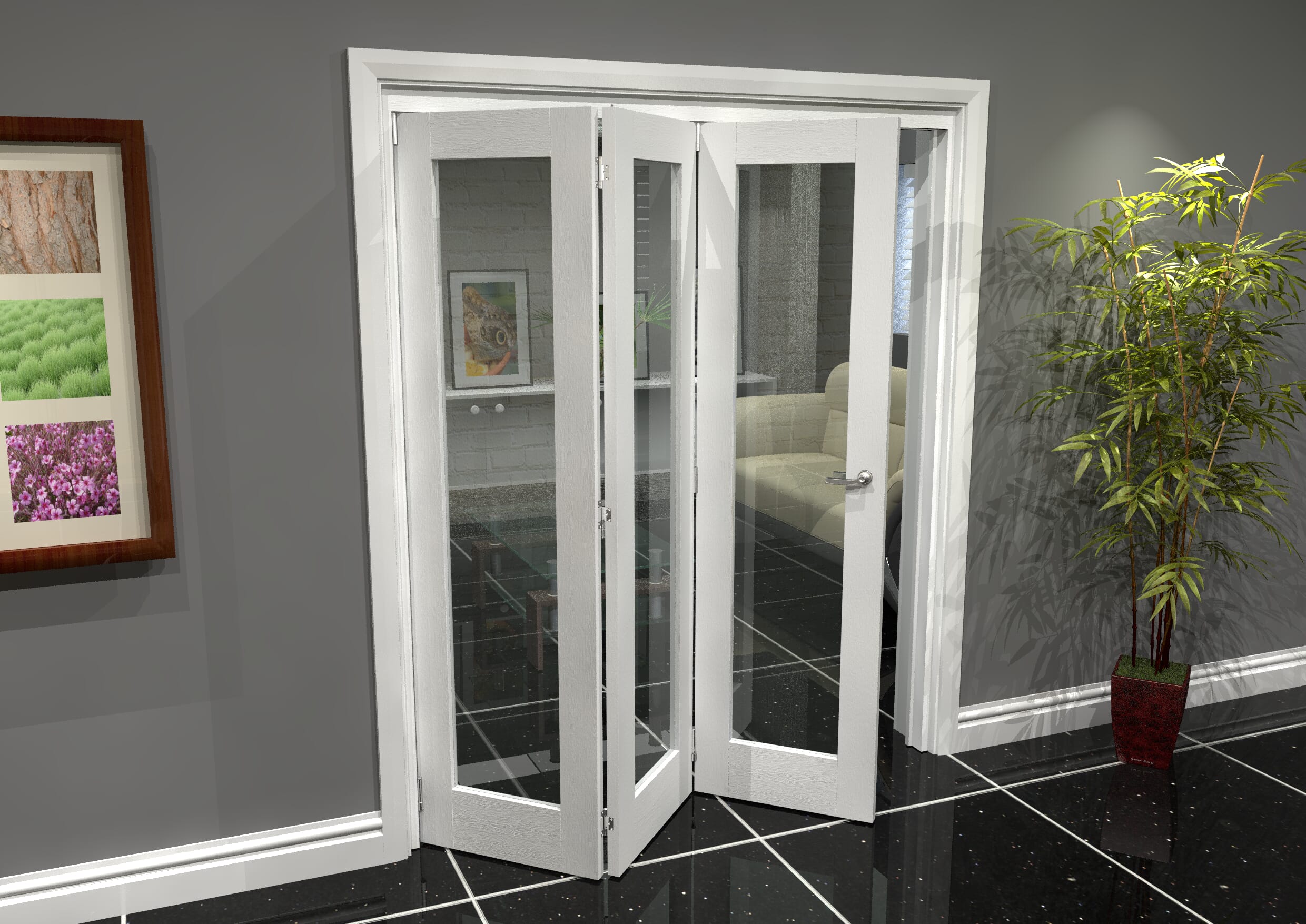 White P10 Roomfold Grande 1800mm 3 + 0 Set Bifold Doors At Climadoor