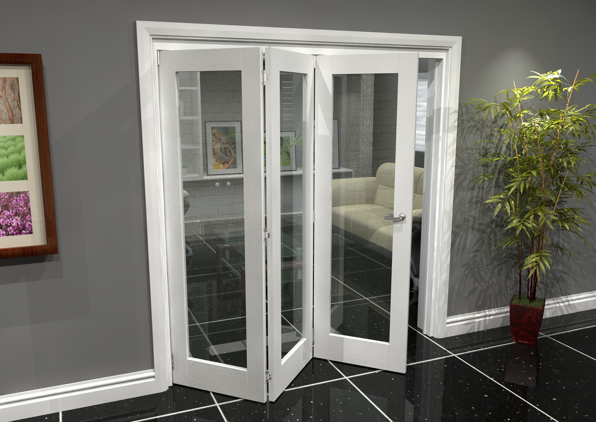 White P10 Roomfold Grande (3 + 0 X 610mm Doors) Bifold Doors At Climadoor