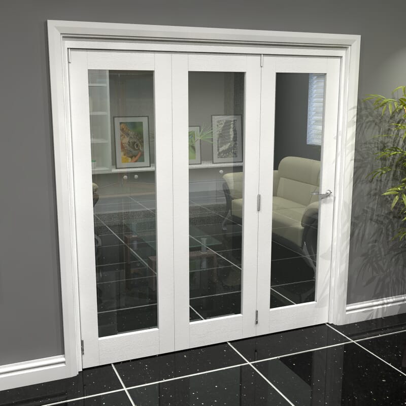 1912 x 2070 White Primed Internal Folding door system with Clear Glass