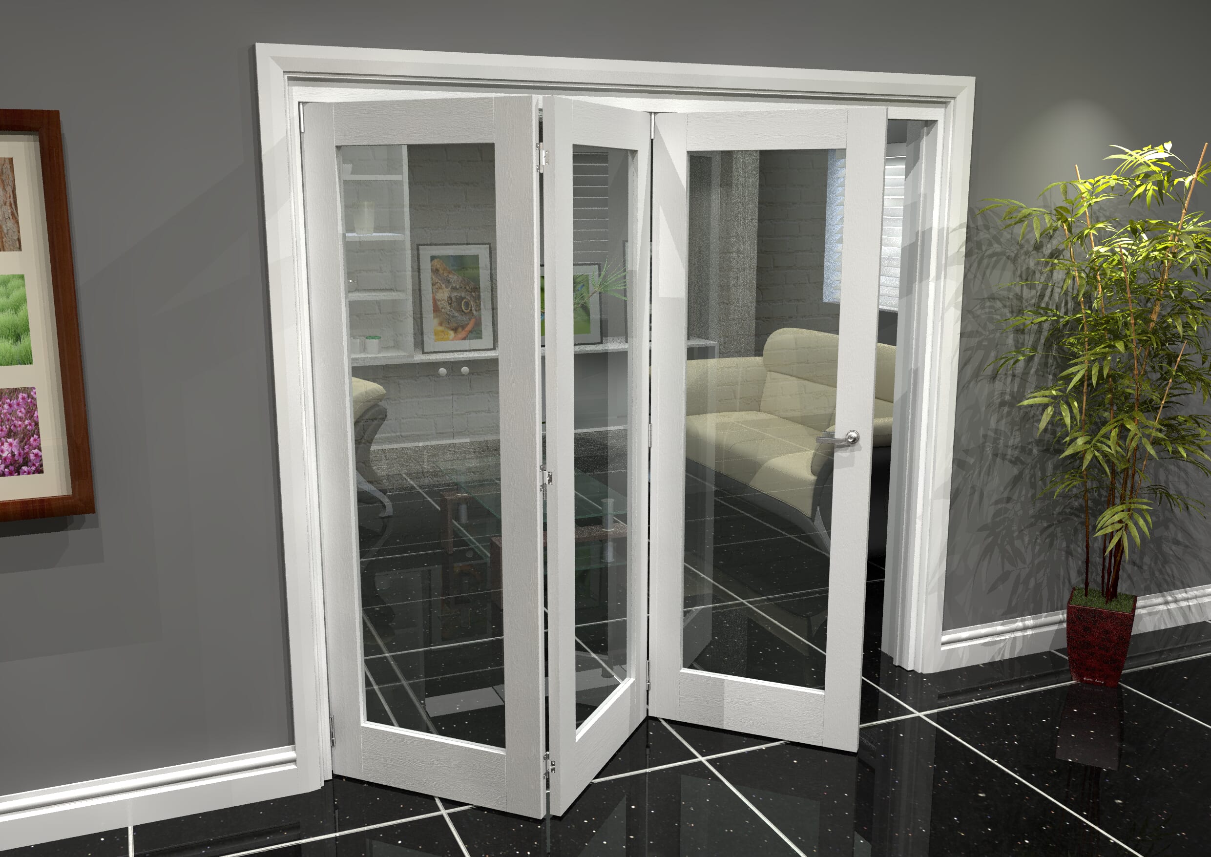 White P10 Roomfold Grande (3 + 0 X 686mm Doors) Bifold Doors At Climadoor