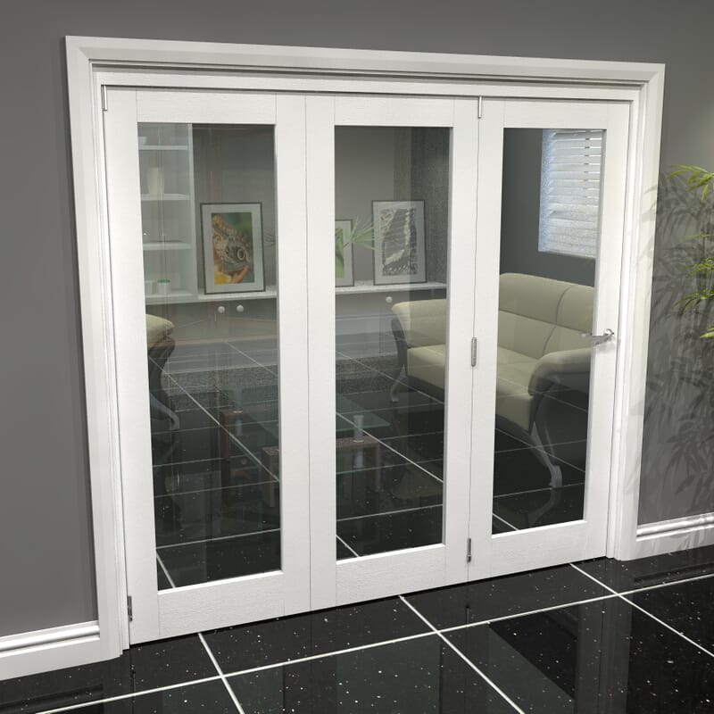 2140 x 2070 White Primed Internal Folding door system with Clear Glass
