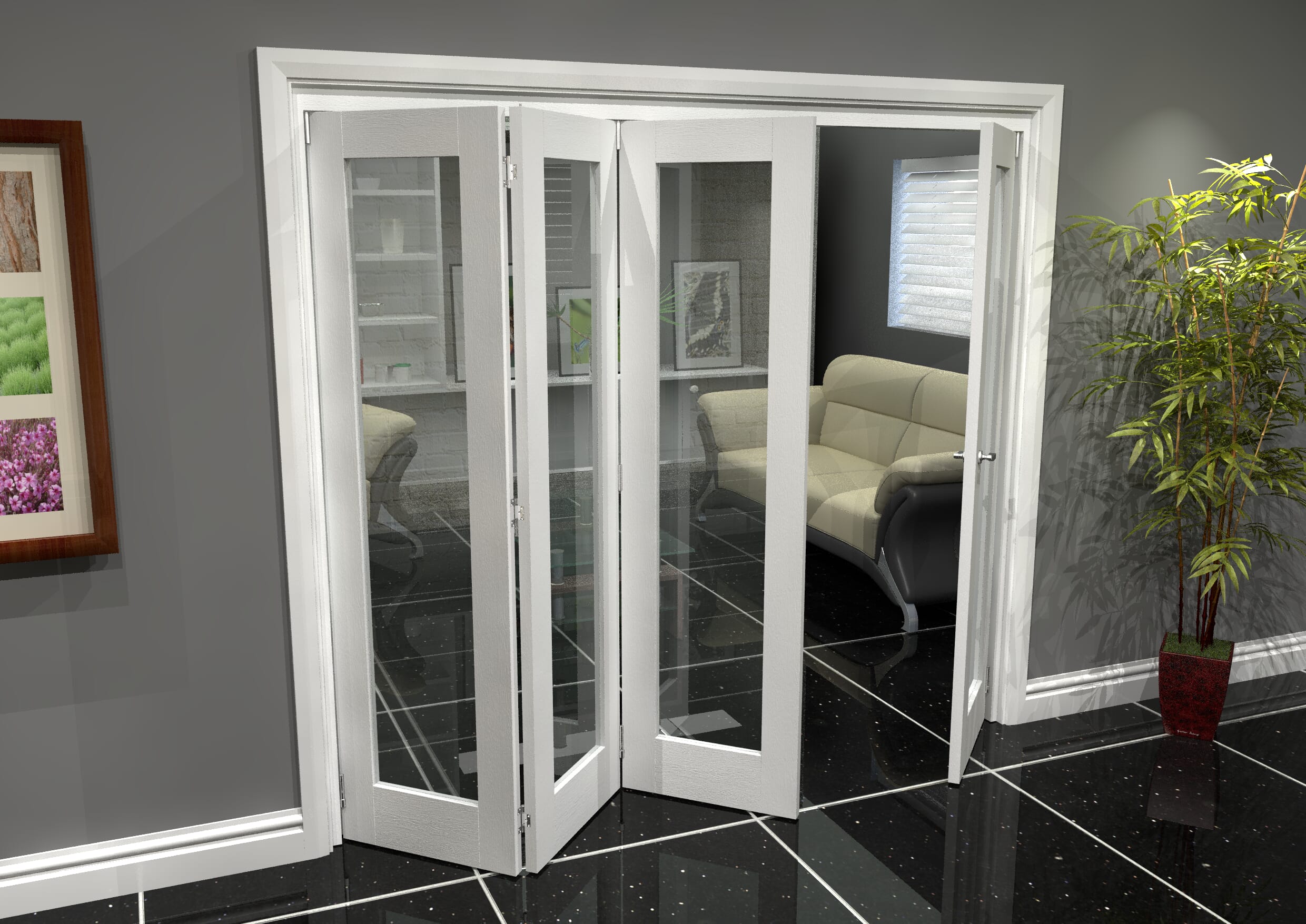 White P10 Roomfold Grande 2400mm 3 + 1 Set Bifold Doors At Climadoor