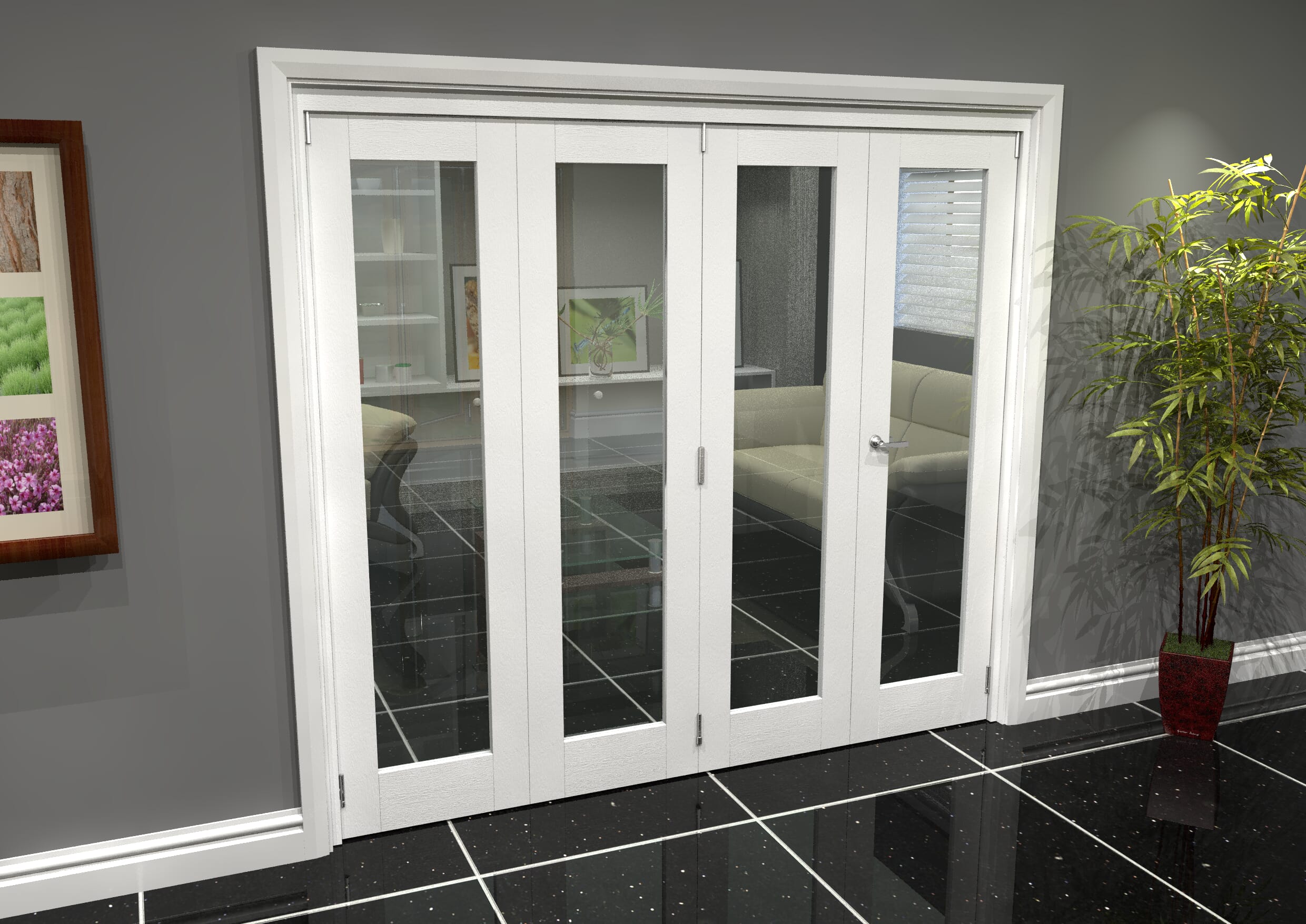 White P10 Roomfold Grande 2400mm 3 + 1 Set Bifold Doors At Climadoor