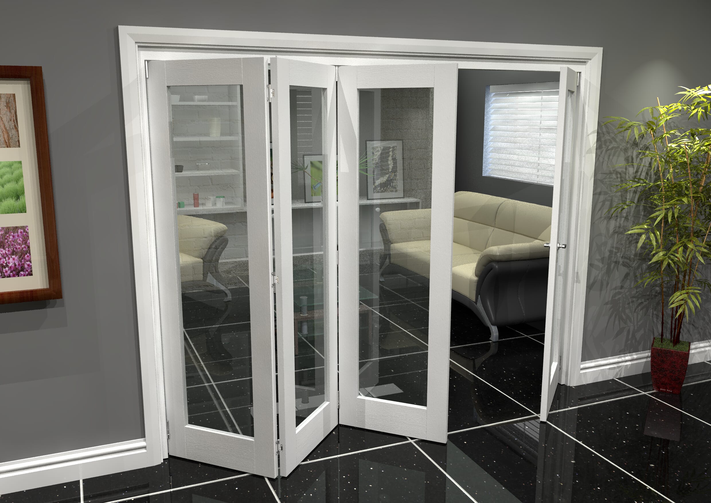 White P10 Roomfold Grande (3 + 1 X 610mm Doors) Bifold Doors At Climadoor