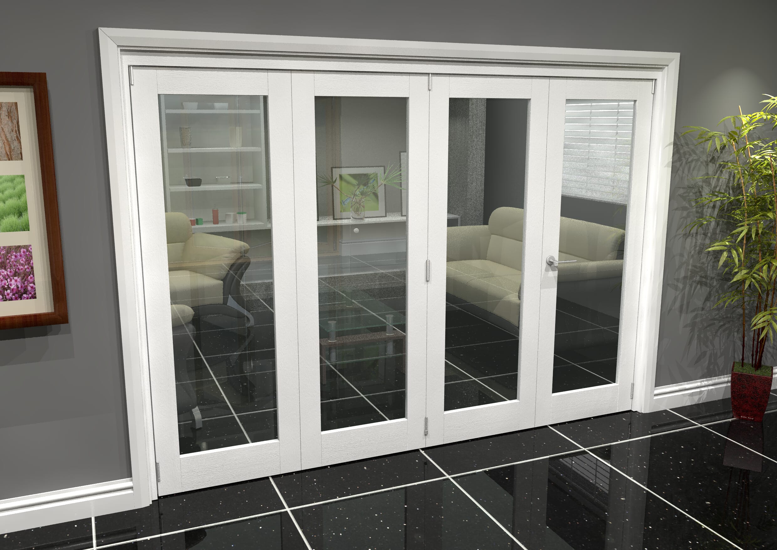 White P10 Roomfold Grande (3 + 1 X 686mm Doors) Bifold Doors At Climadoor