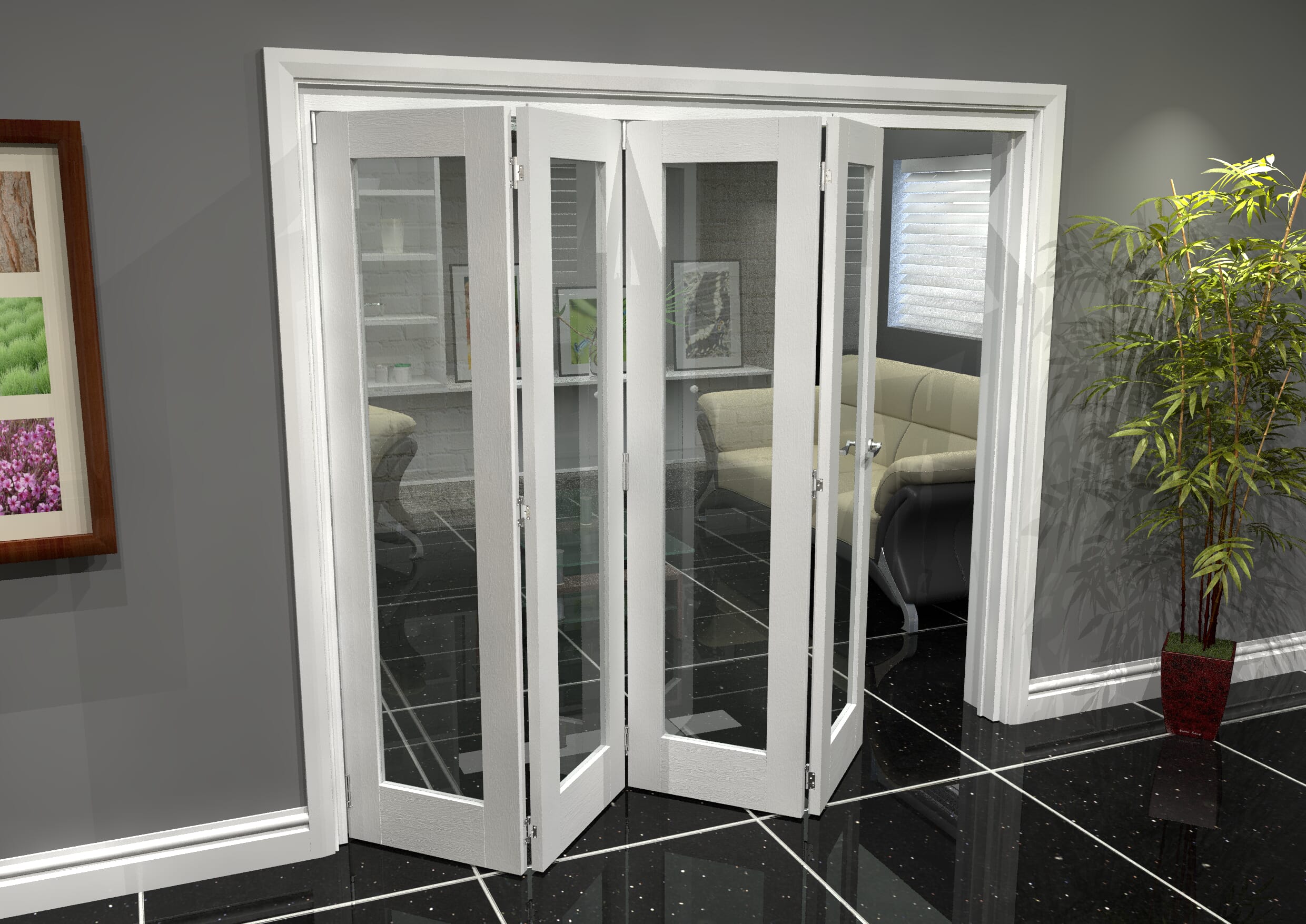 White P10 Roomfold Grande (4 + 0 X 533mm Doors) Bifold Doors At Climadoor