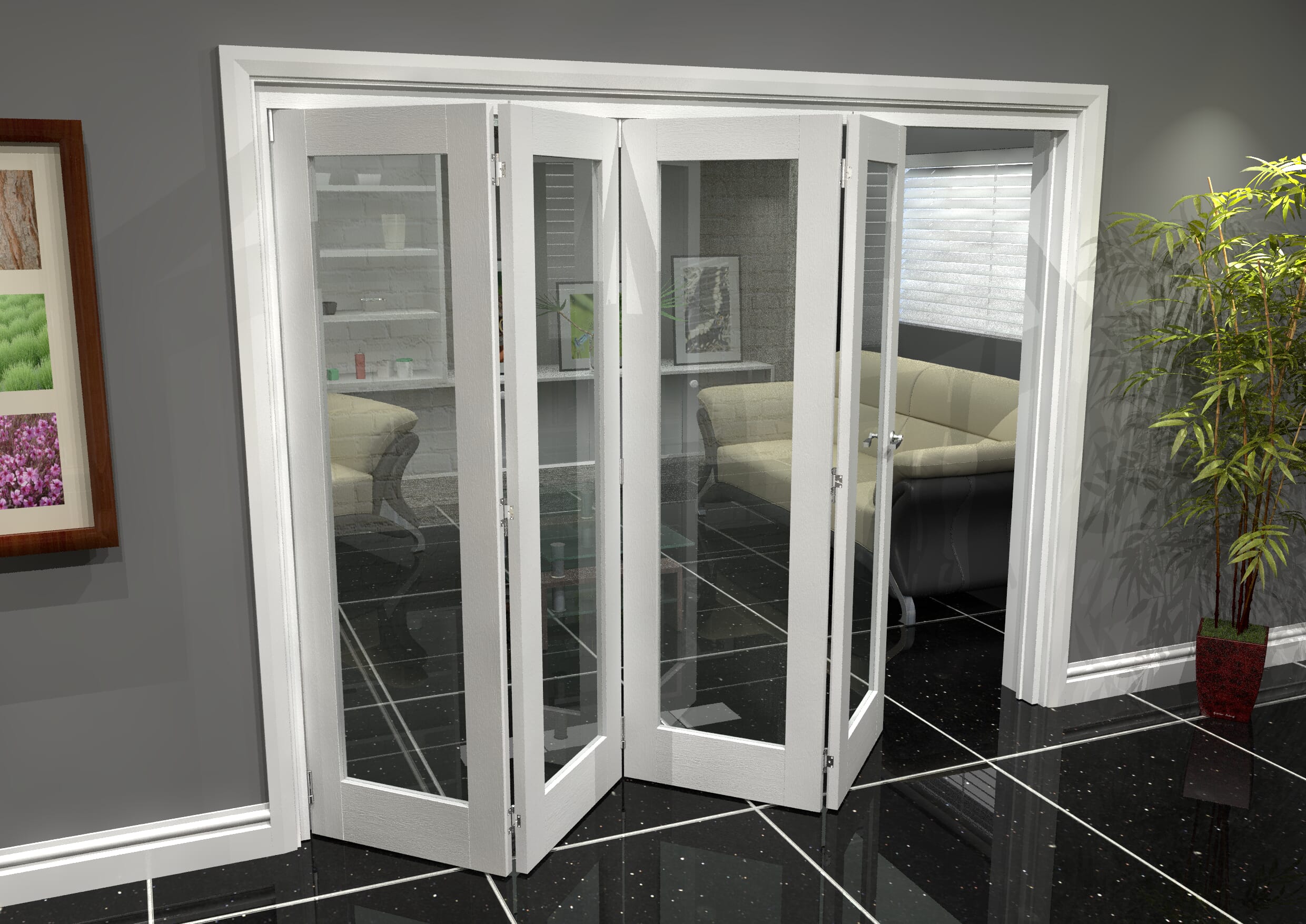 White P10 Roomfold Grande (4 + 0 X 610mm Doors) Bifold Doors At Climadoor