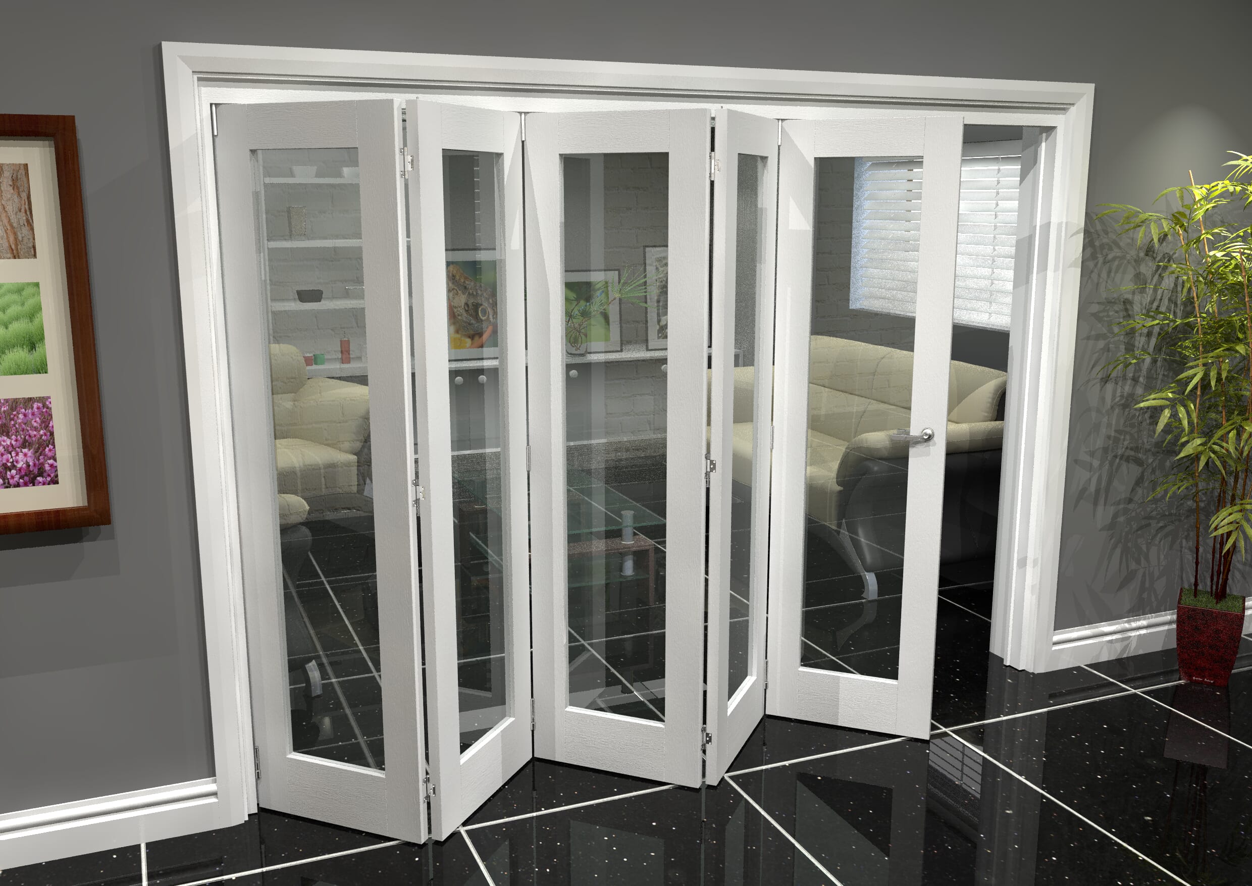 White P10 Roomfold Grande (5 + 0 X 533mm Doors) Bifold Doors At Climadoor