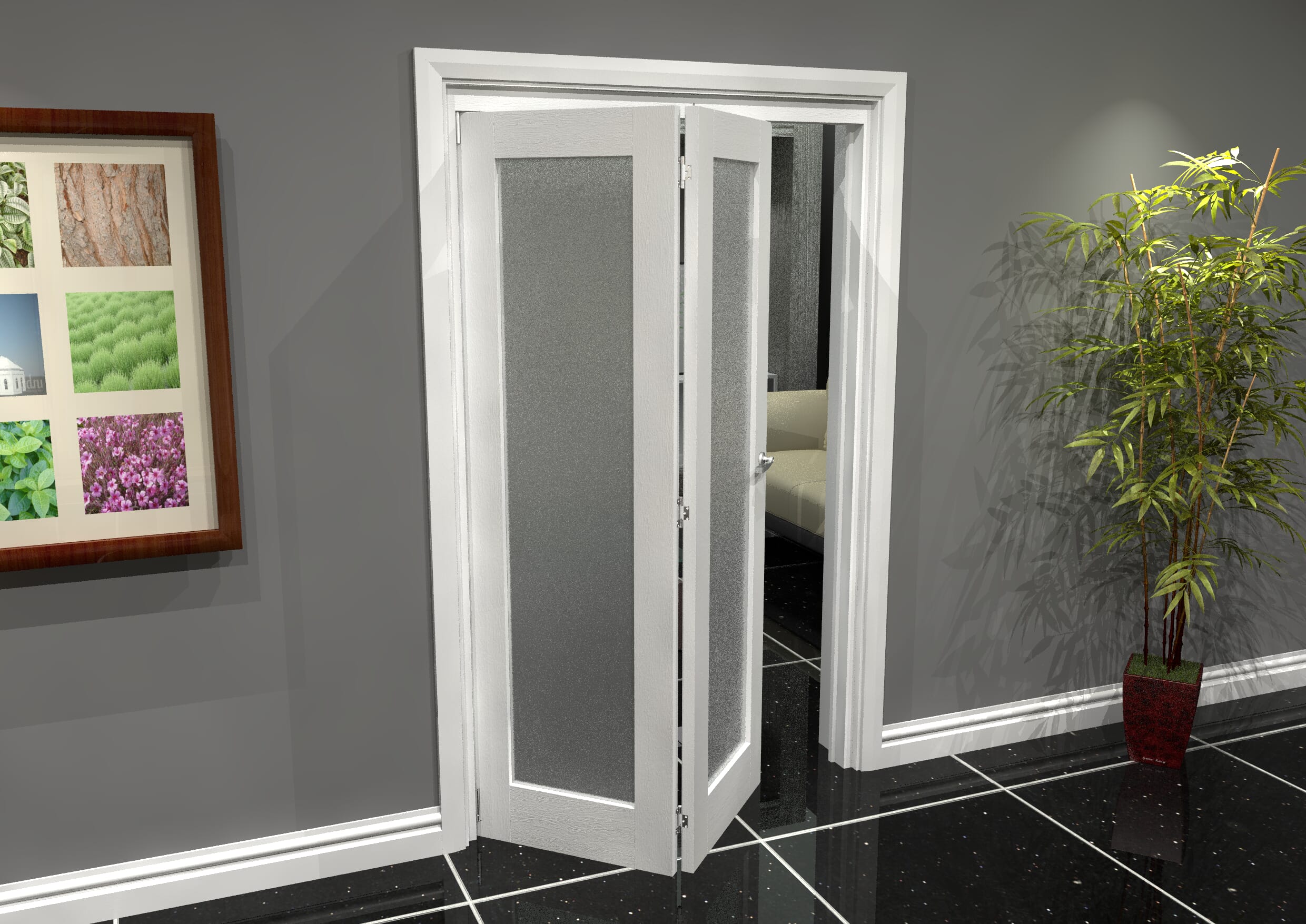 White P10 Frosted Roomfold Grande (2 + 0 x 573mm Doors)