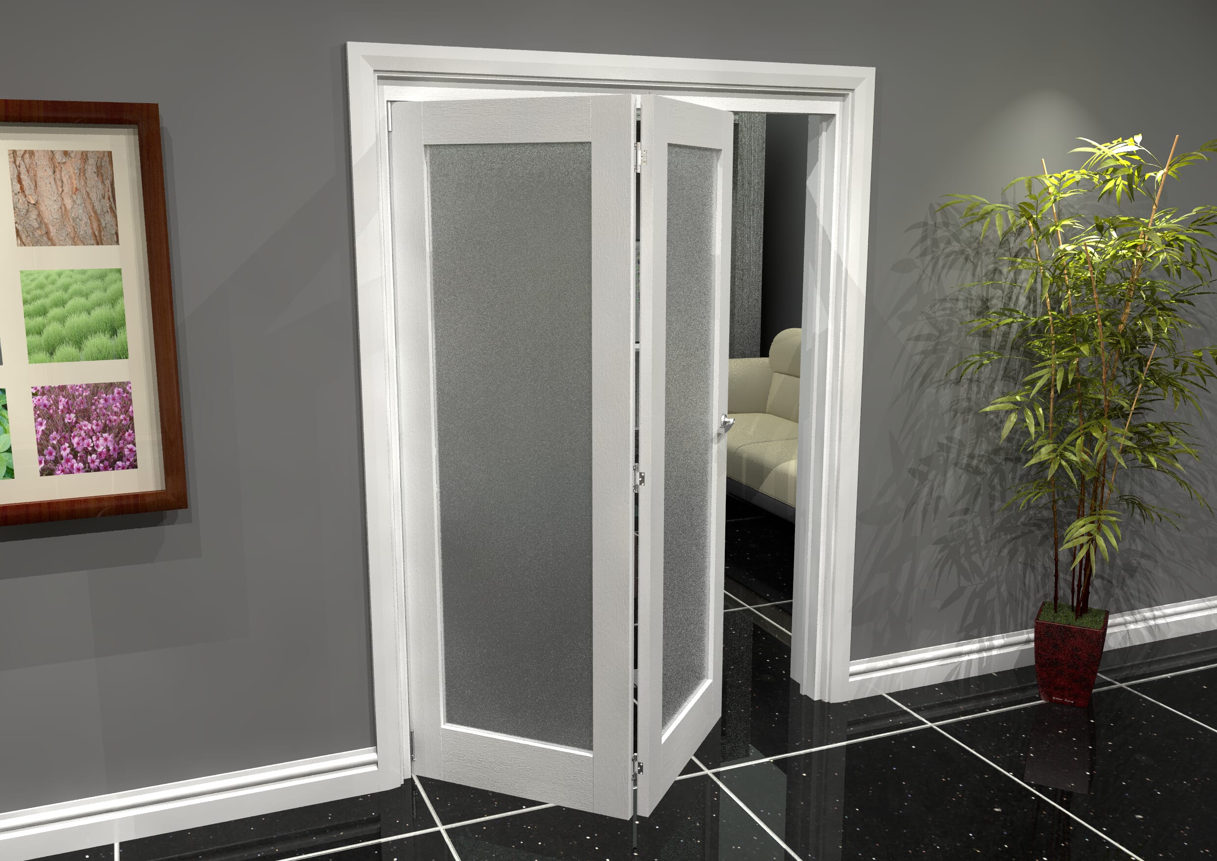 White P10 Frosted Roomfold Grande (2 + 0 x 762mm Doors)
