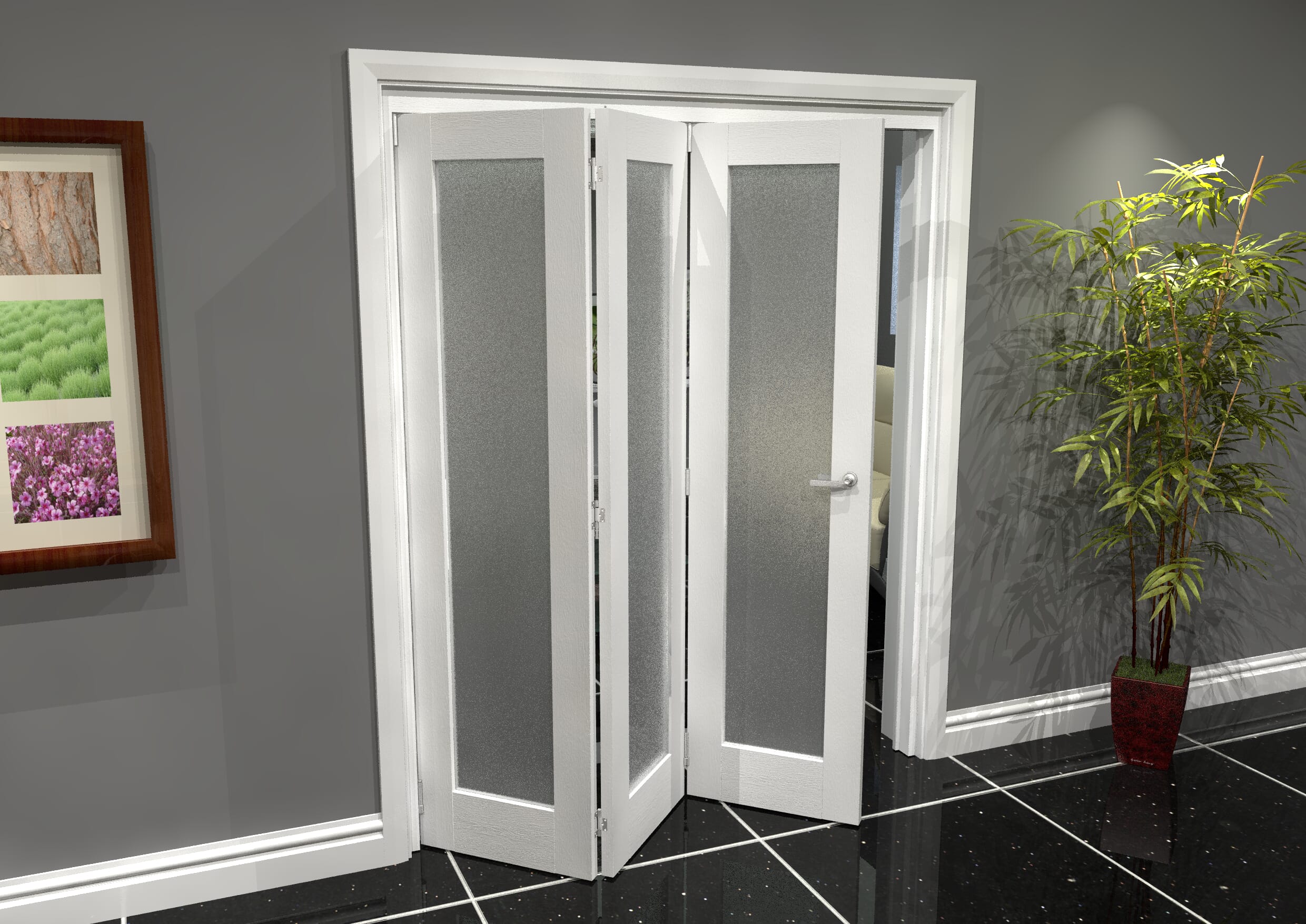 White P10 Frosted Roomfold Grande (3 + 0 x 533mm Doors)