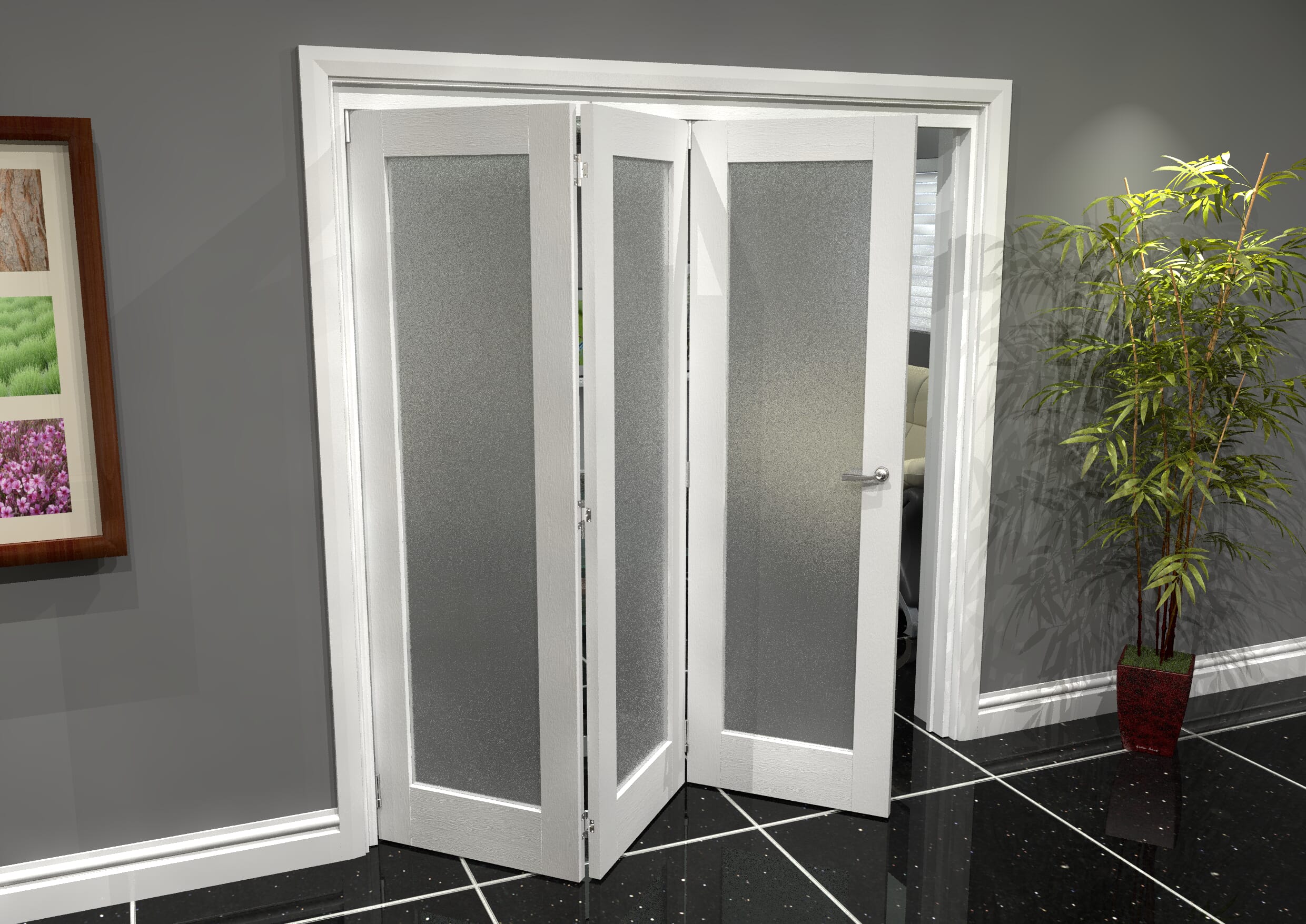 White P10 Frosted Roomfold Grande (3 + 0 X 610mm Doors) Bifold Doors At ...