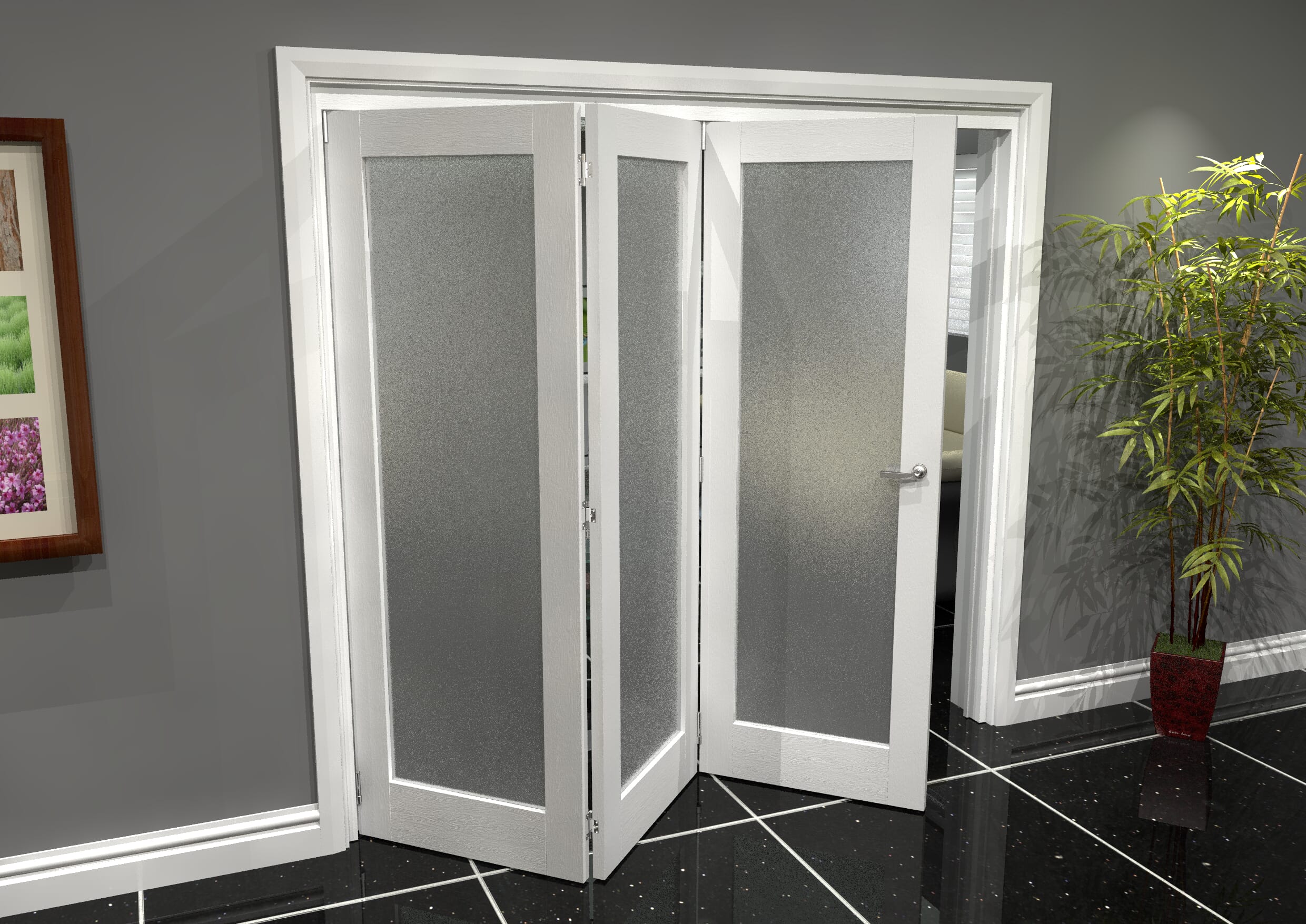 White P10 Frosted Roomfold Grande (3 + 0 x 686mm Doors)