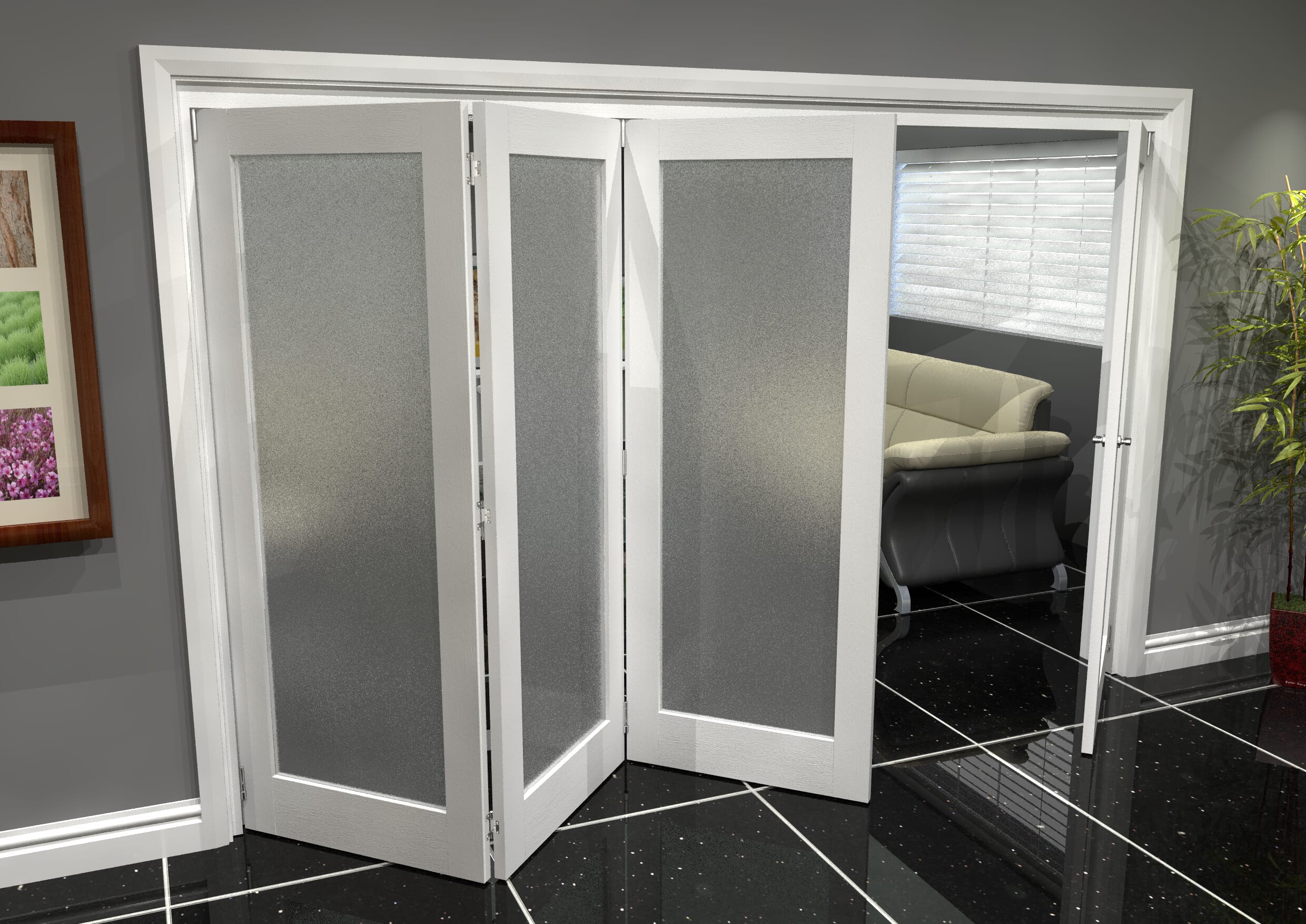 White P10 Frosted Roomfold Grande (3 + 1 x 762mm Doors)