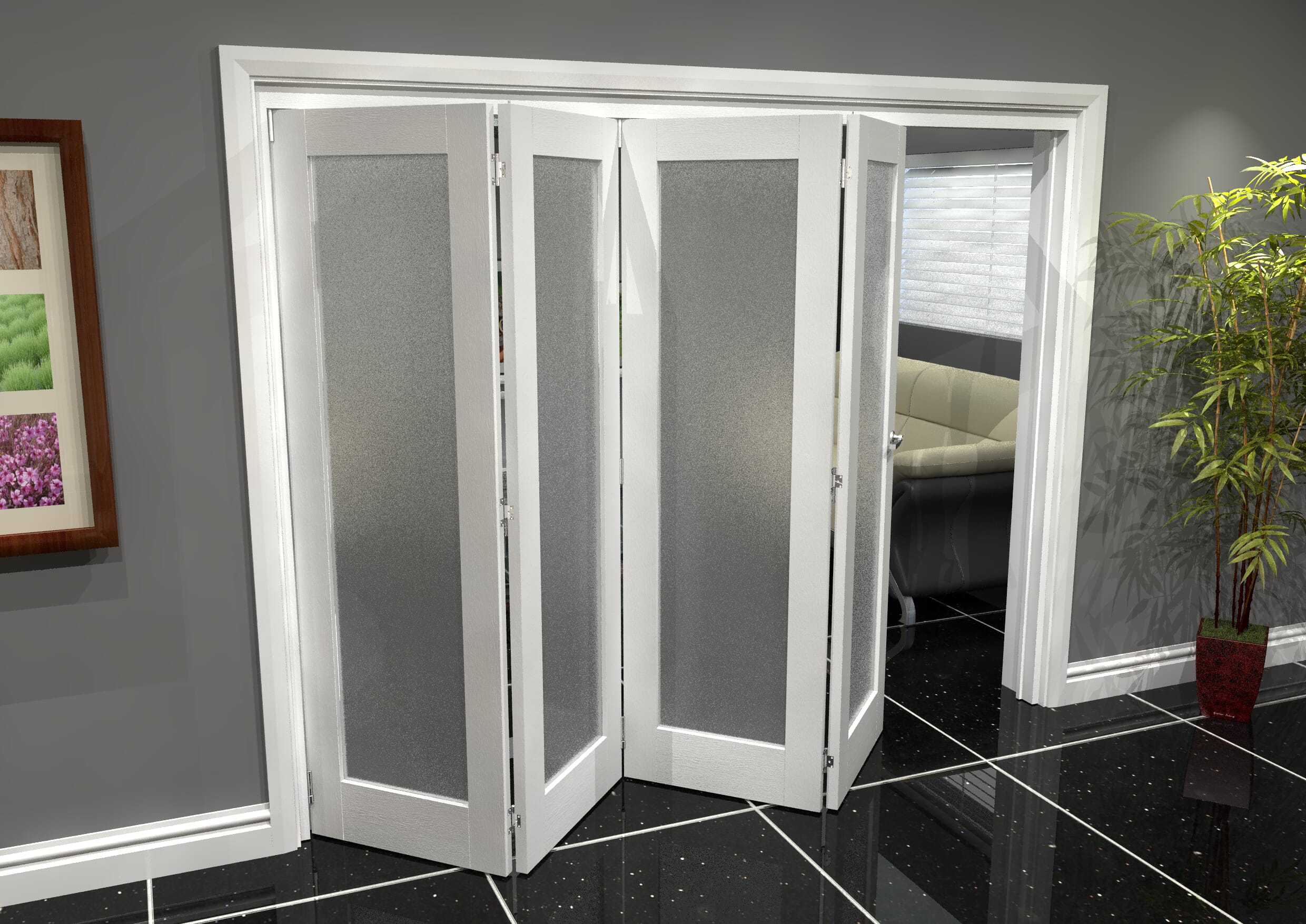 White P10 Frosted Roomfold Grande (4 + 0 x 610mm Doors)
