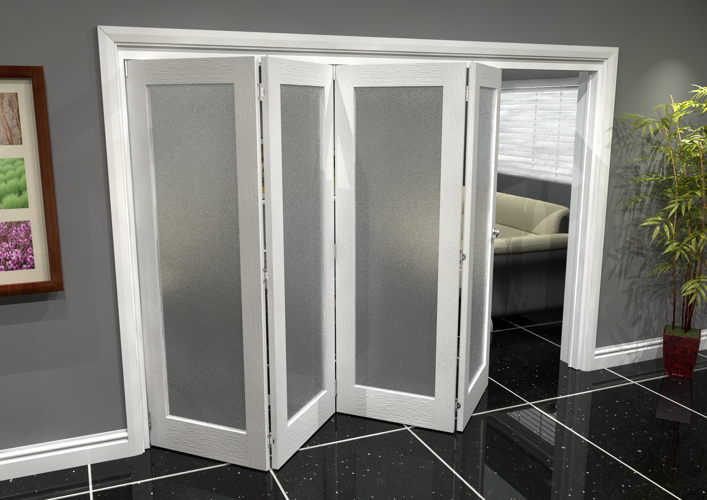 White P10 Frosted Roomfold Grande (4 + 0 x 686mm Doors)