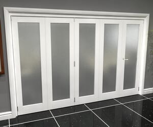 White P10 Roomfold Grande  Internal Bifold Doors with Frosted Glass