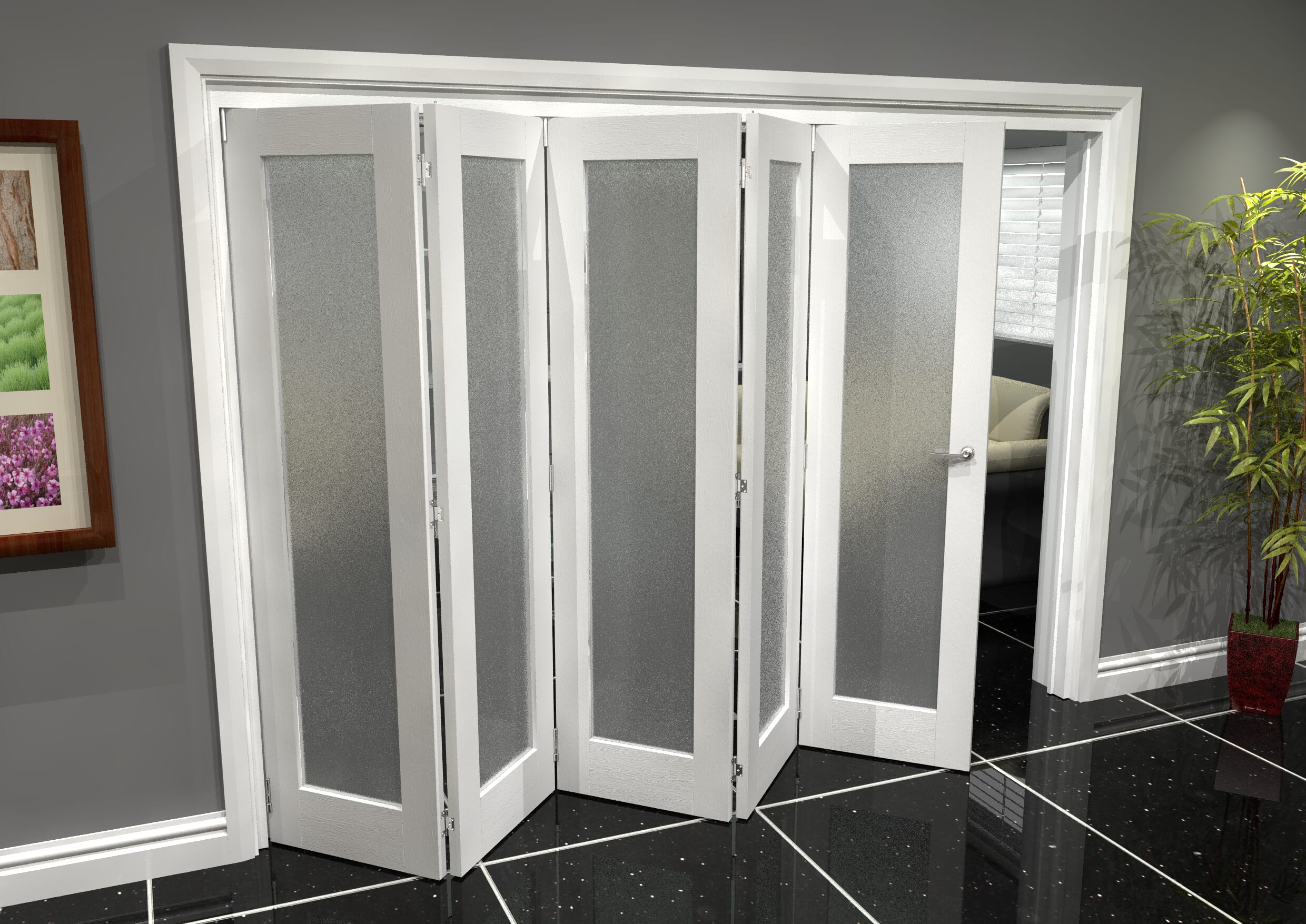 White P10 Frosted Roomfold Grande (5 + 0 x 533mm Doors)