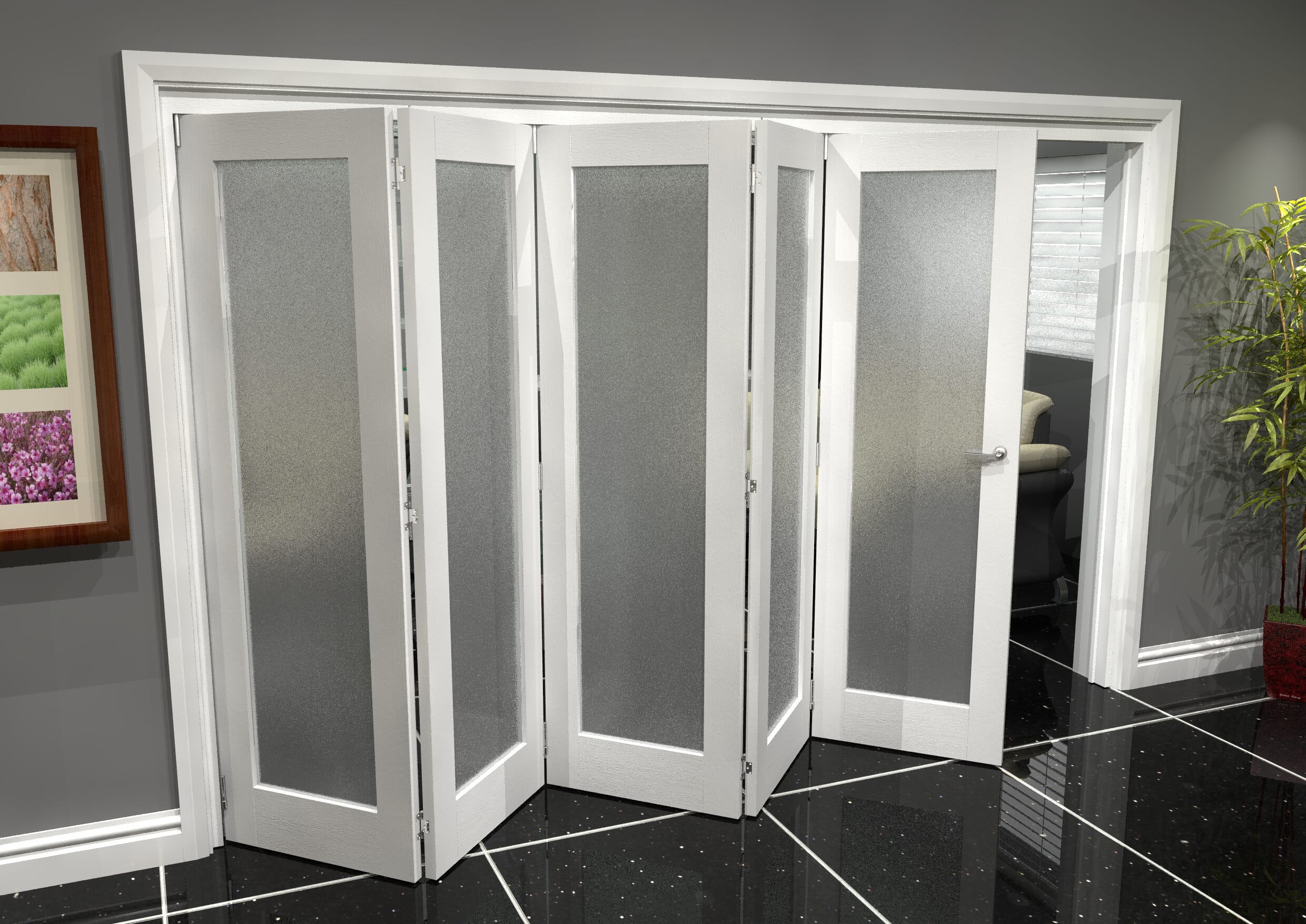White P10 Frosted Roomfold Grande (5 + 0 x 686mm Doors)