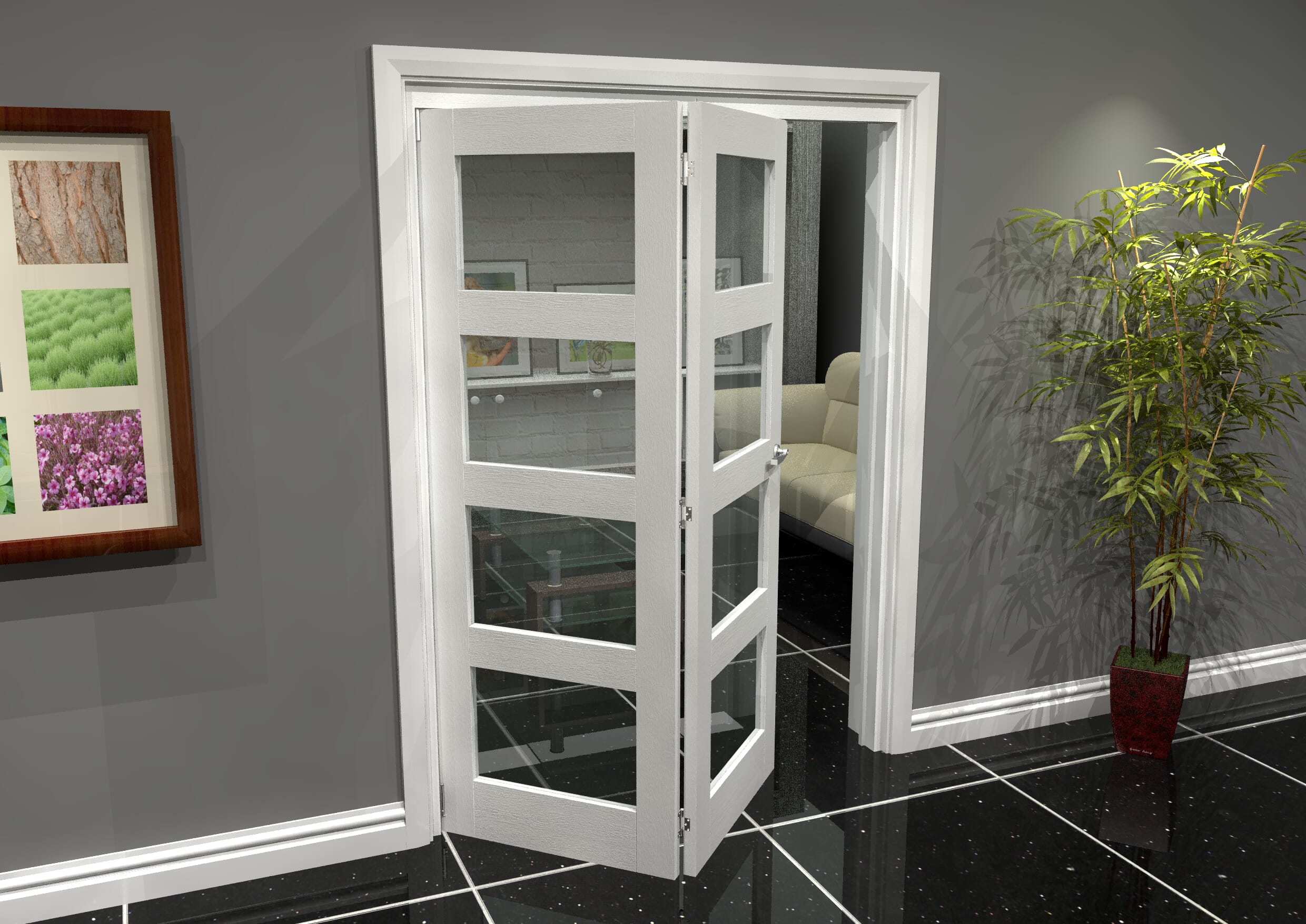 White 4L Roomfold Grande (2 + 0 x 686mm Doors)
