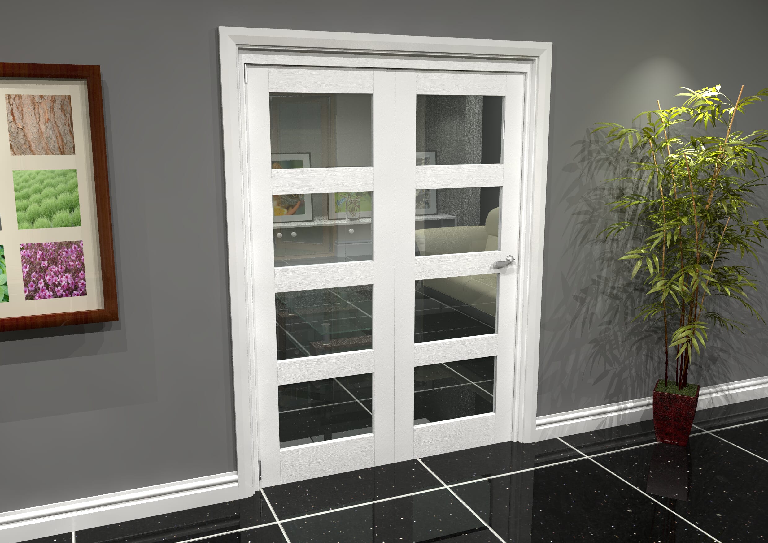 1609 X 2070 White Primed 4L Internal Folding Door System With Clear Glass   RGWP4LC 20 762 