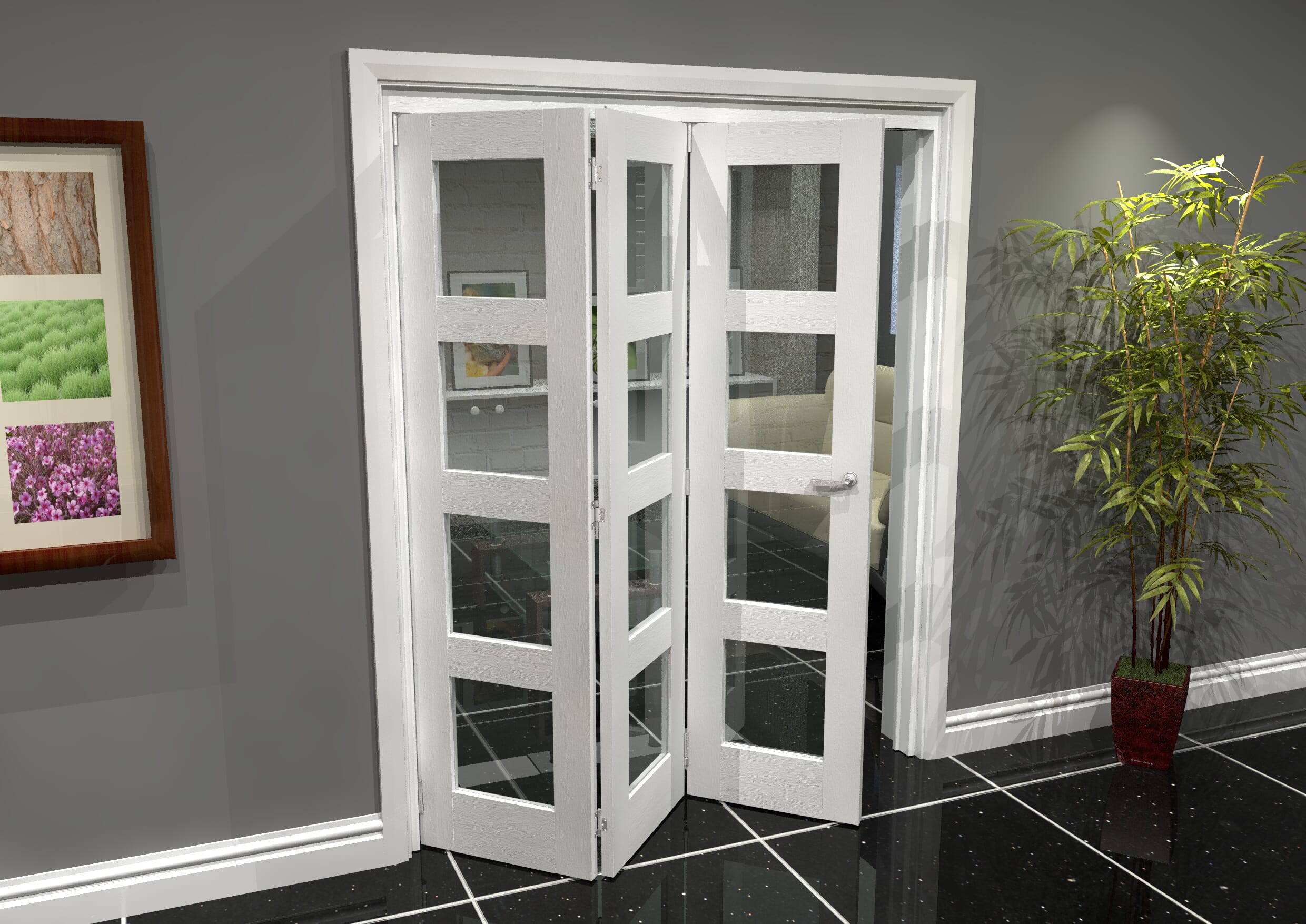 White 4l Roomfold Grande (3 + 0 X 533mm Doors) Bifold Doors At Climadoor