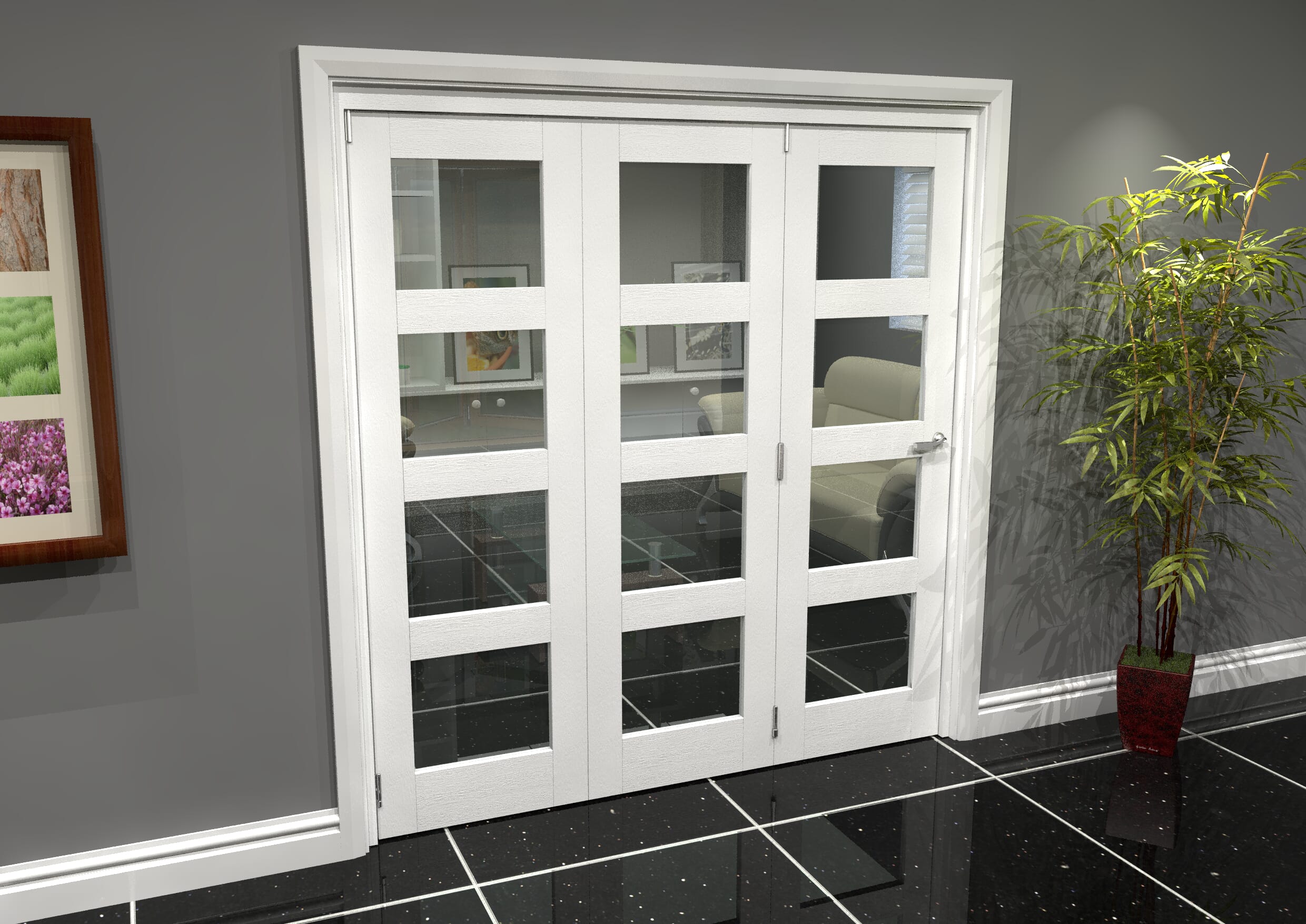 White 4l Roomfold Grande (3 + 0 X 610mm Doors) Bifold Doors At Climadoor
