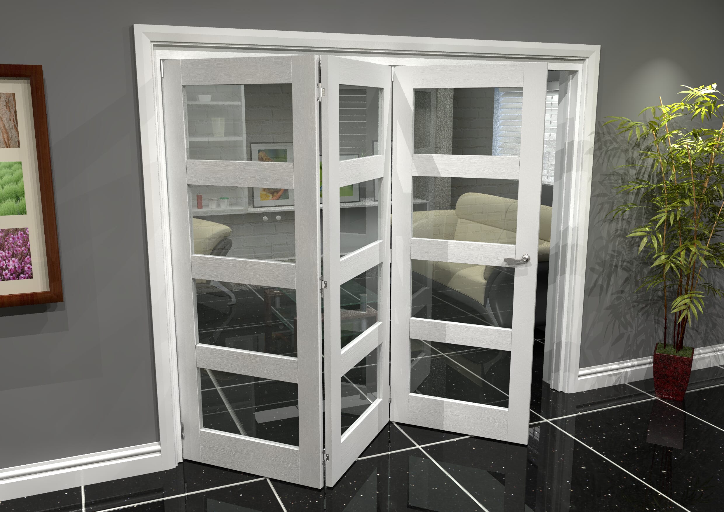 White 4l Roomfold Grande (3 + 0 X 762mm Doors) Bifold Doors At Climadoor