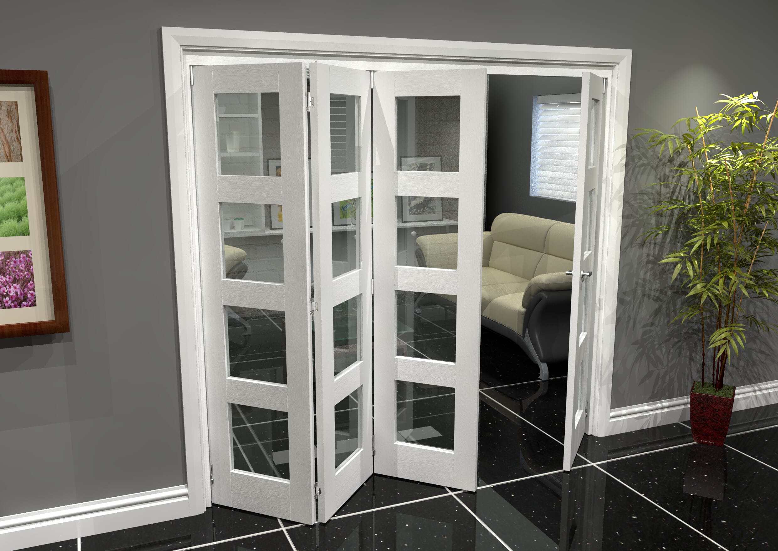 White 4l Roomfold Grande (3 + 1 X 533mm Doors) Bifold Doors At Climadoor