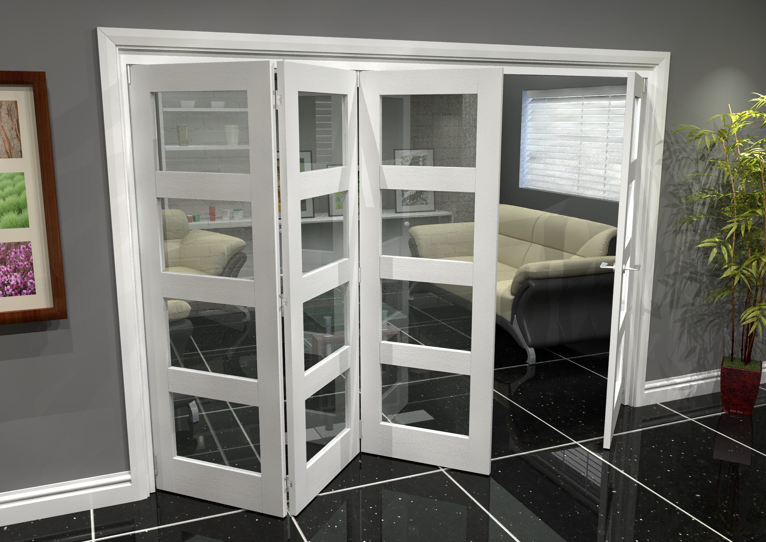 White 4L Roomfold Grande (3 + 1 x 686mm Doors)