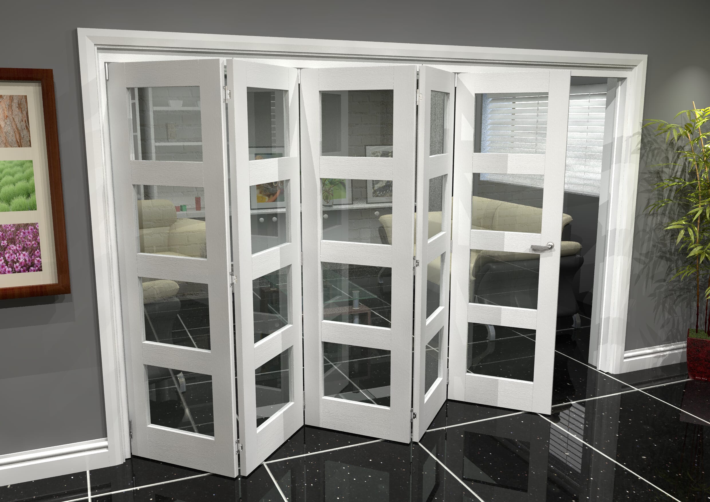 White 4L Roomfold Grande (5 + 0 x 610mm Doors)
