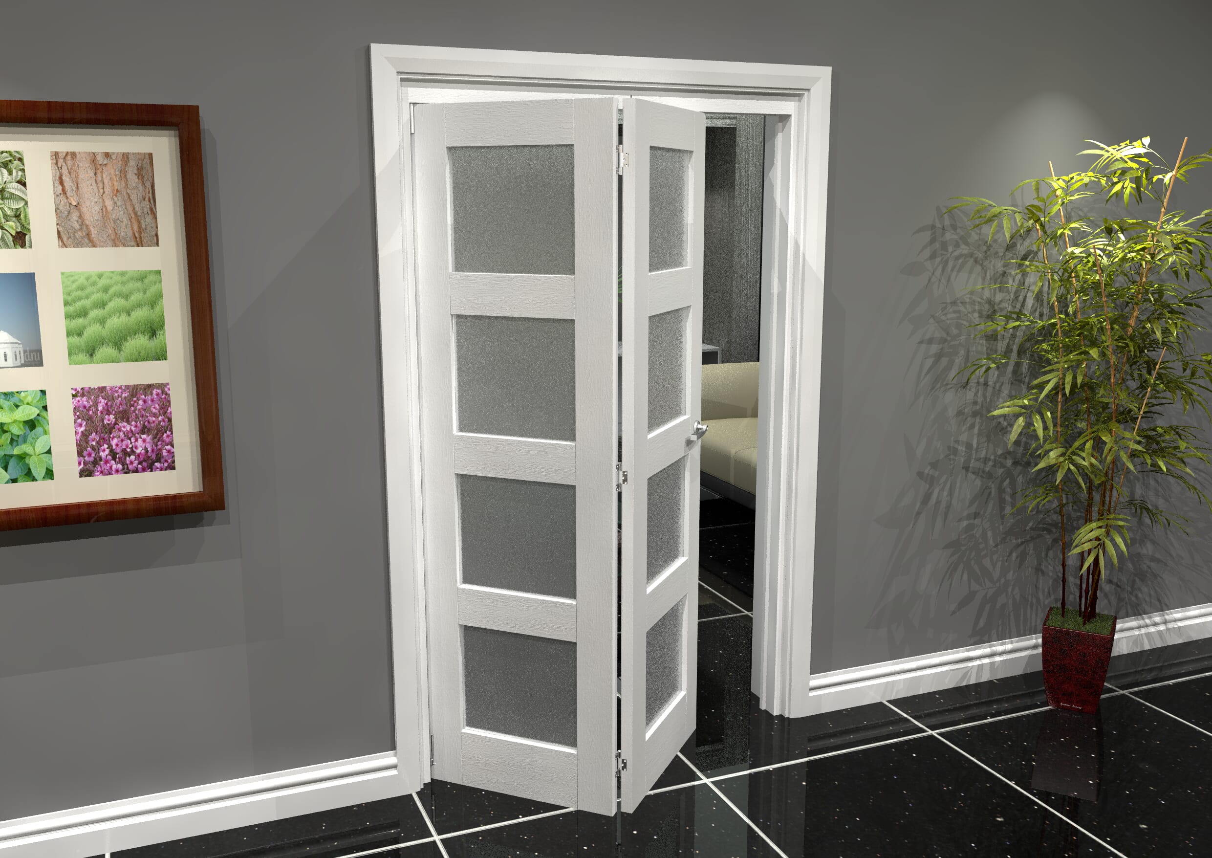 White Frosted 4L Roomfold Grande (2 + 0 x 573mm Doors)