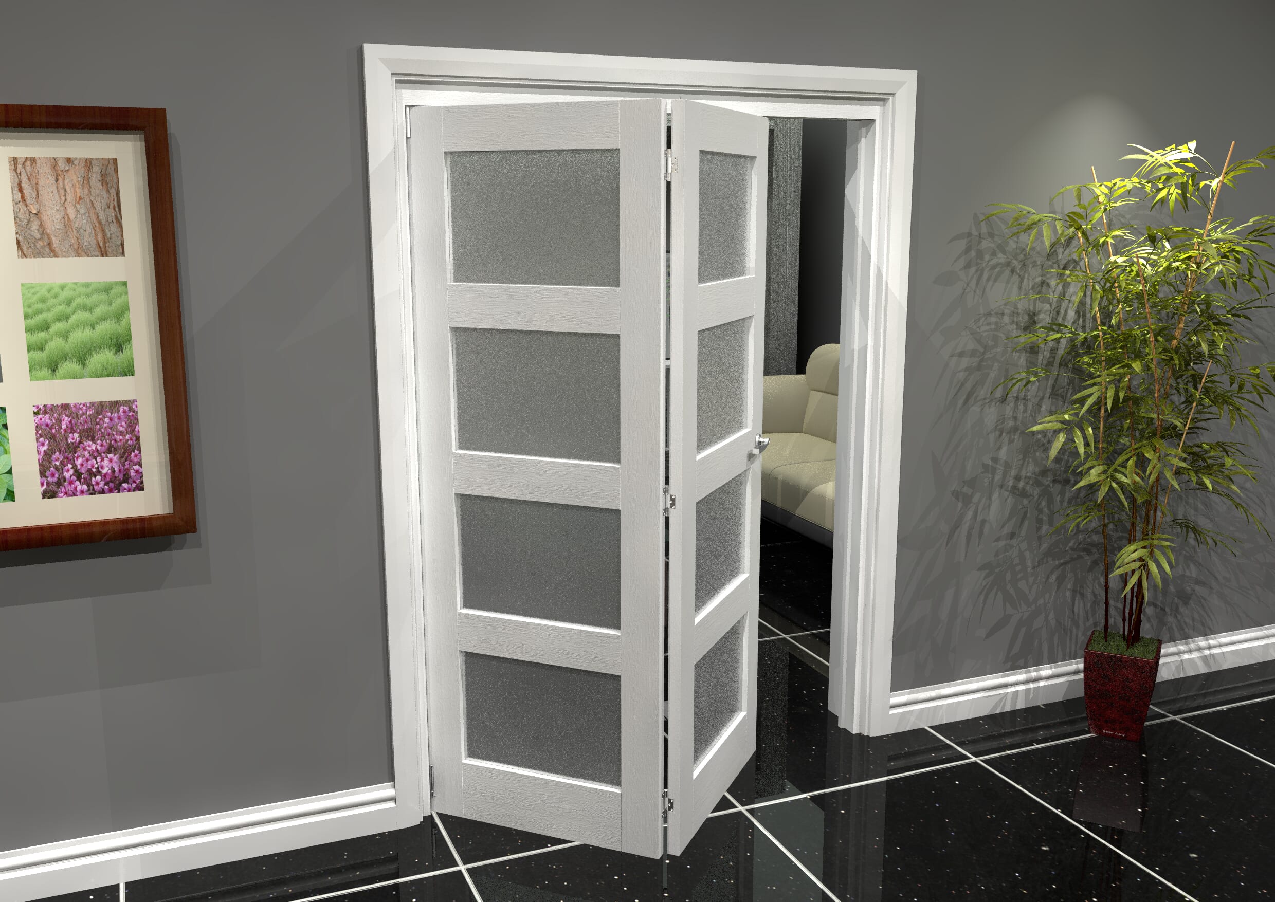 White Frosted 4L Roomfold Grande (2 + 0 x 762mm Doors)