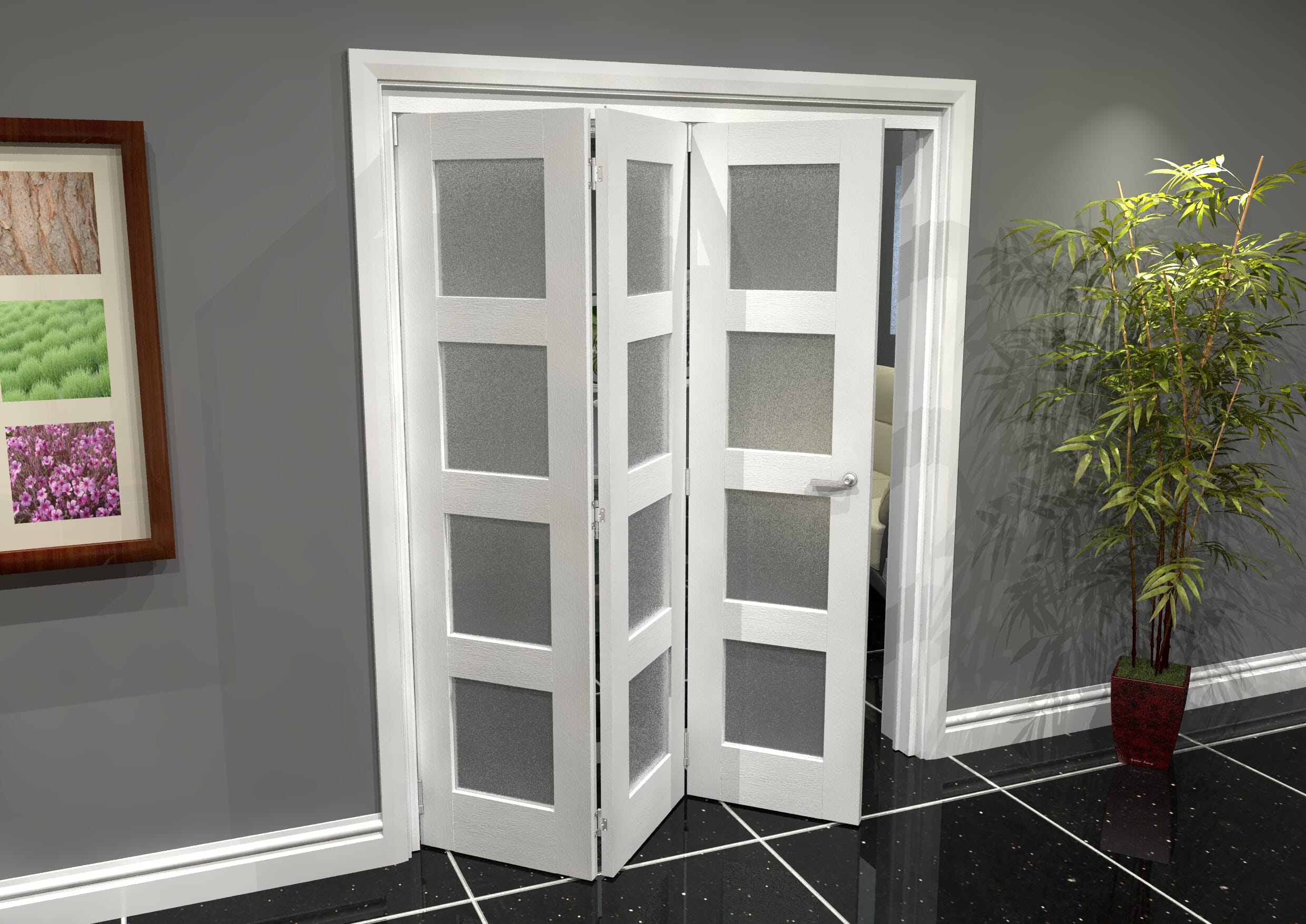 White Frosted 4L Roomfold Grande (3 + 0 x 533mm Doors)