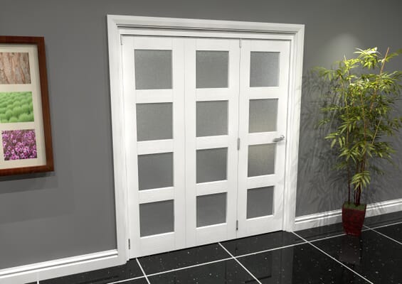 White Frosted 4L Roomfold Grande 1800mm 3 + 0 Set