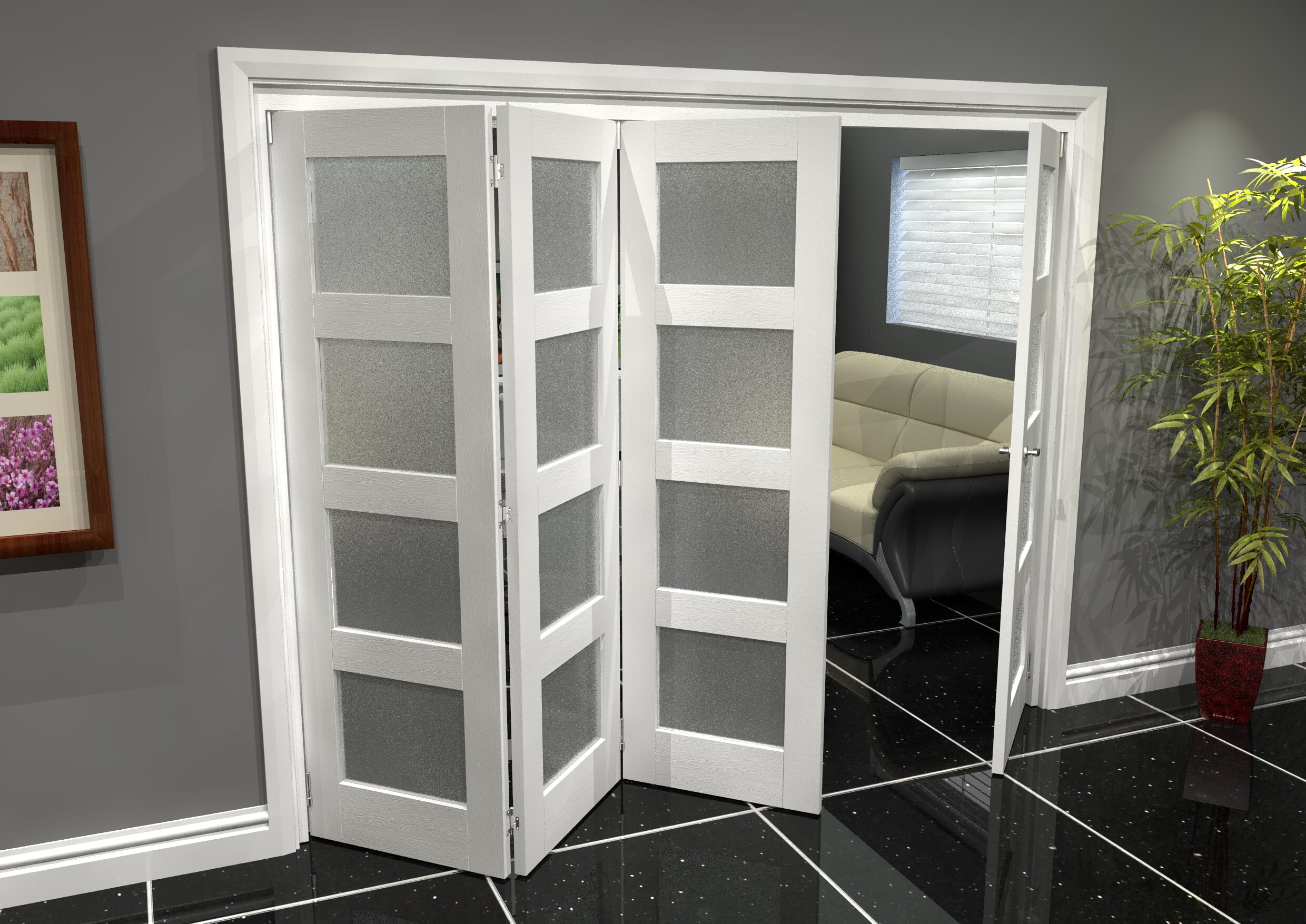 White Frosted 4L Roomfold Grande (3 + 1 x 610mm Doors)