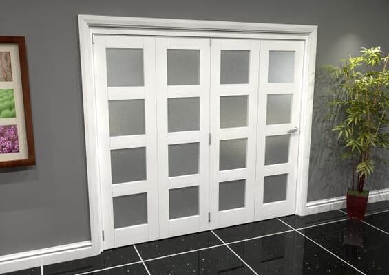 White Frosted 4L Roomfold Grande 2400mm 4 + 0 Set