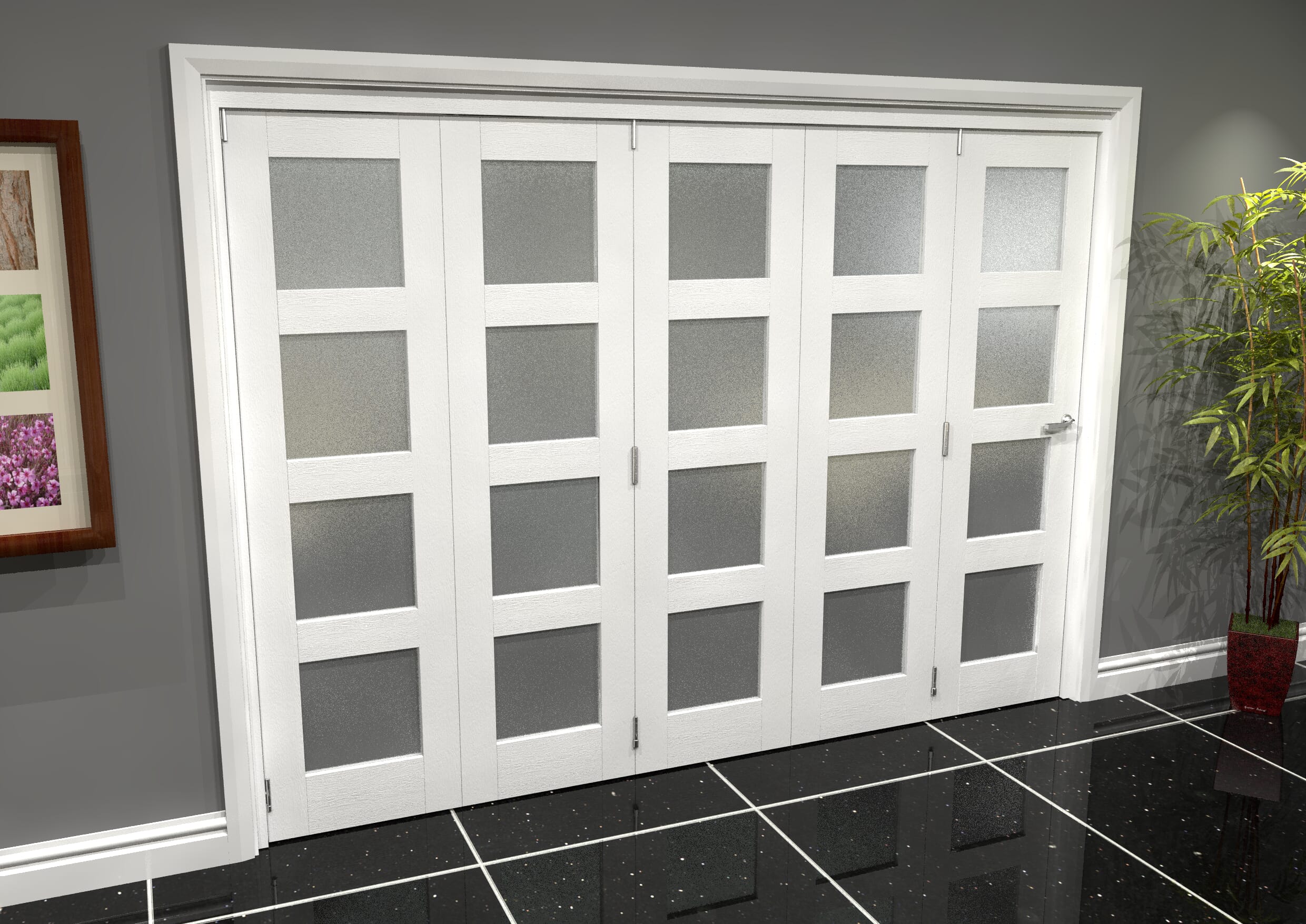 White Frosted 4l Roomfold Grande (5 + 0 X 533mm Doors) Bifold Doors At ...