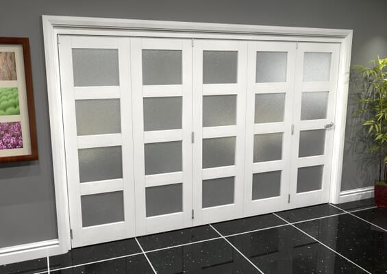 White Frosted 4L Roomfold Grande (5 + 0 x 762mm Doors)