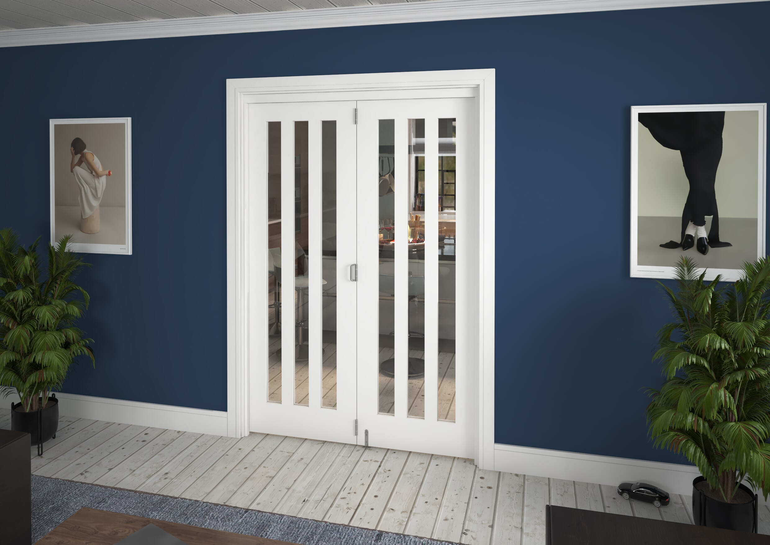 1447x2060x133mm Aston Clear Glazed White Roomfold Grande (2+0) Image