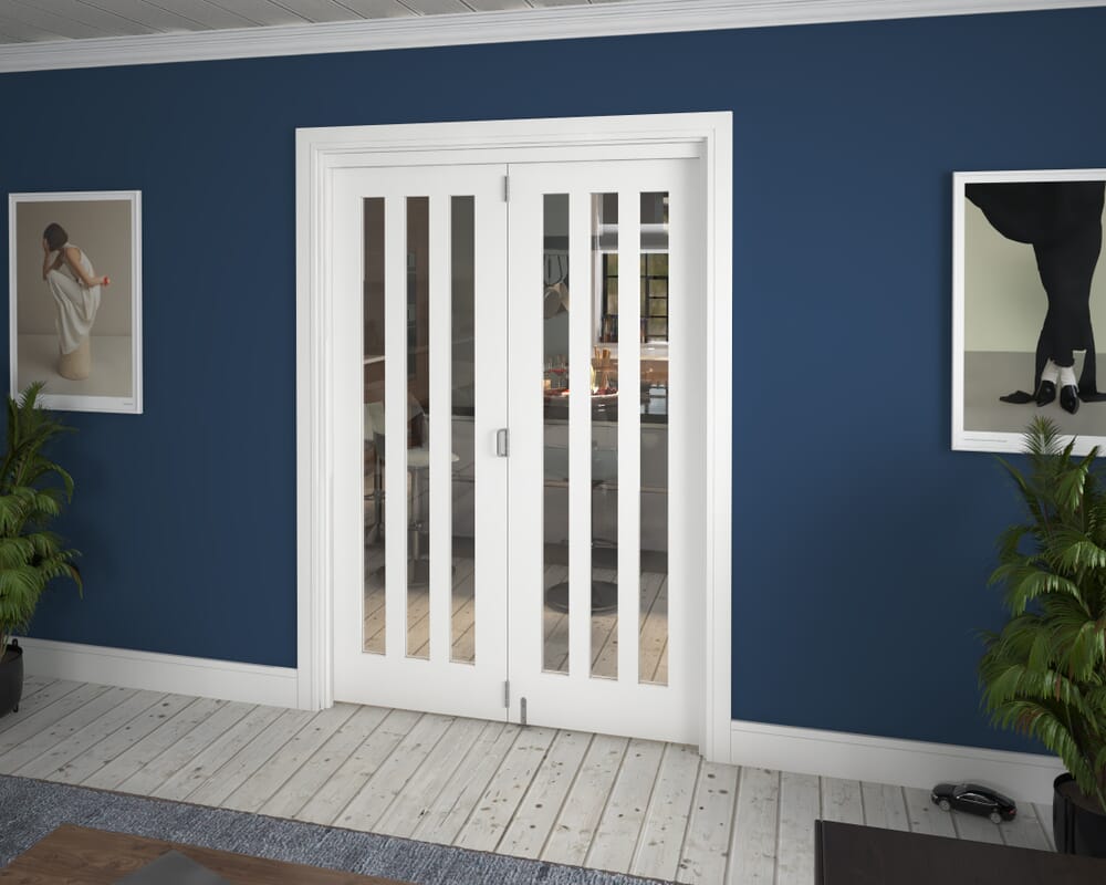 1447x2060x133mm Aston Clear Glazed White Roomfold Grande (2+0)