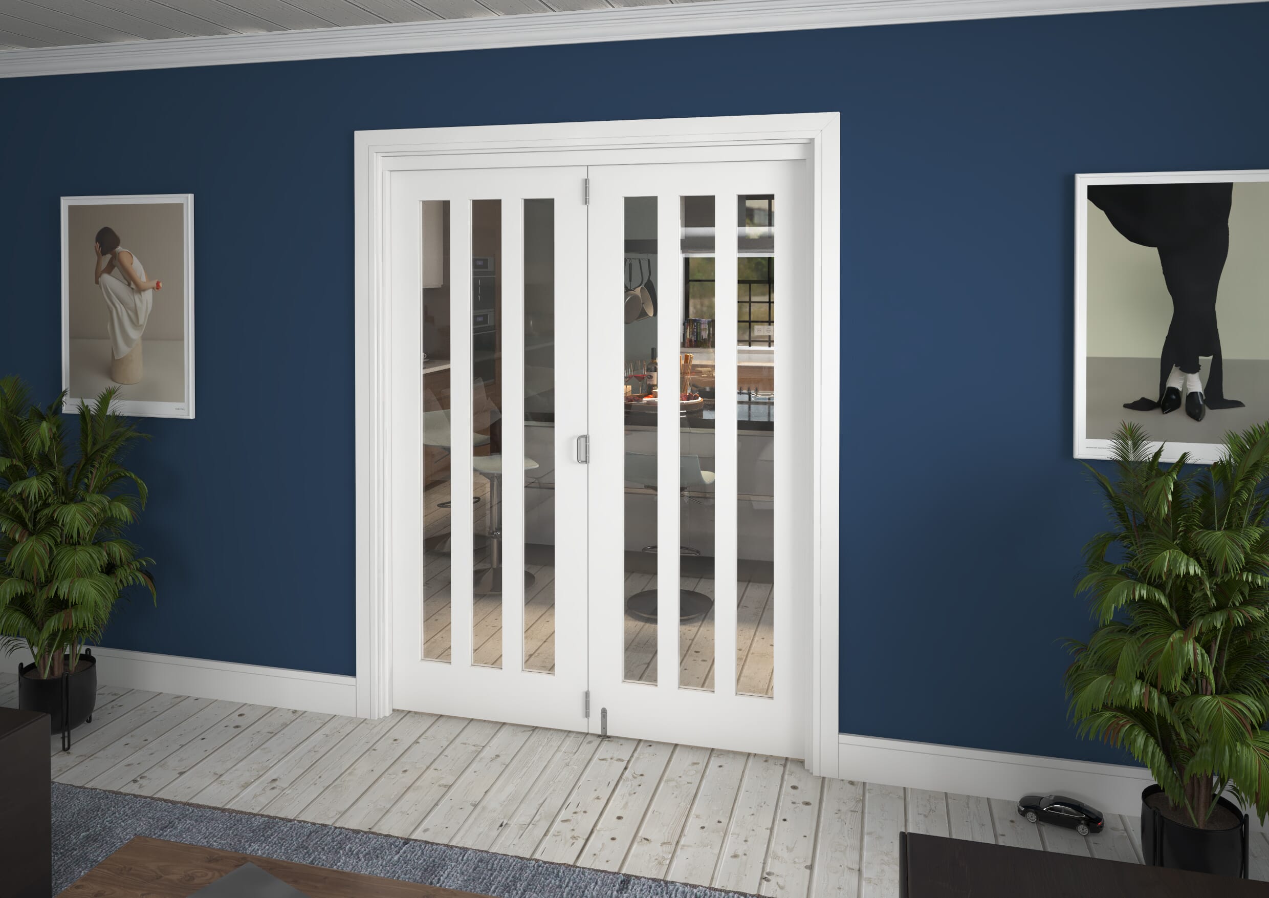1599x2060x133mm Aston Clear Glazed White Roomfold Grande (2+0) Image