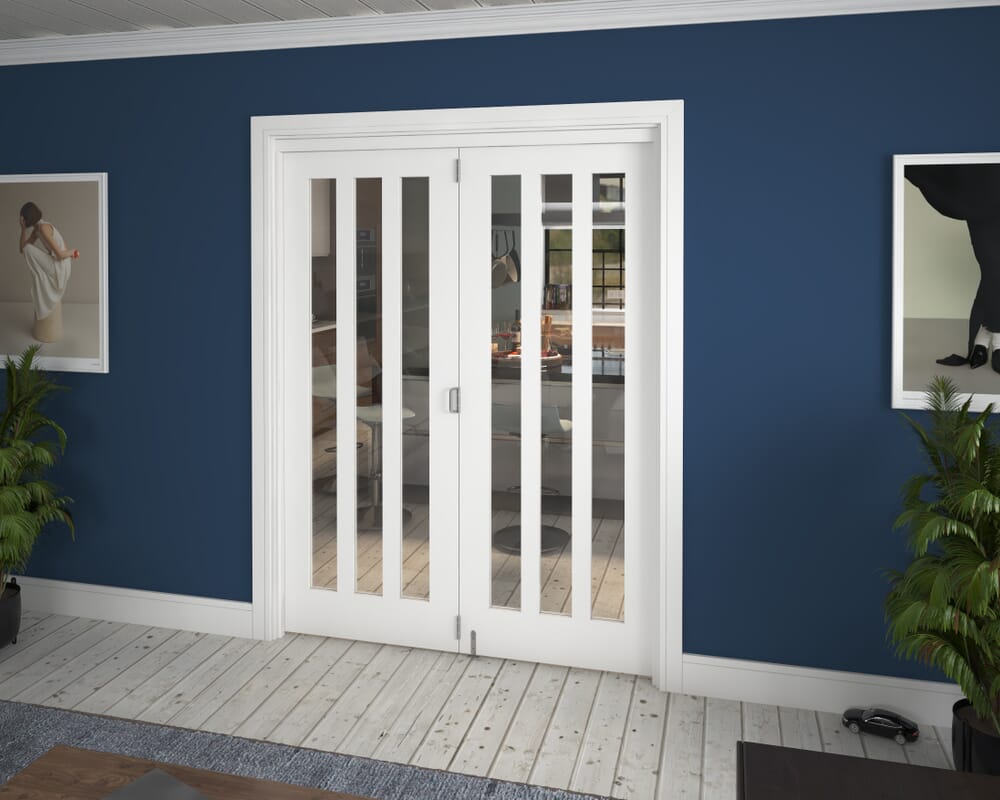 1599x2060x133mm Aston Clear Glazed White Roomfold Grande (2+0)